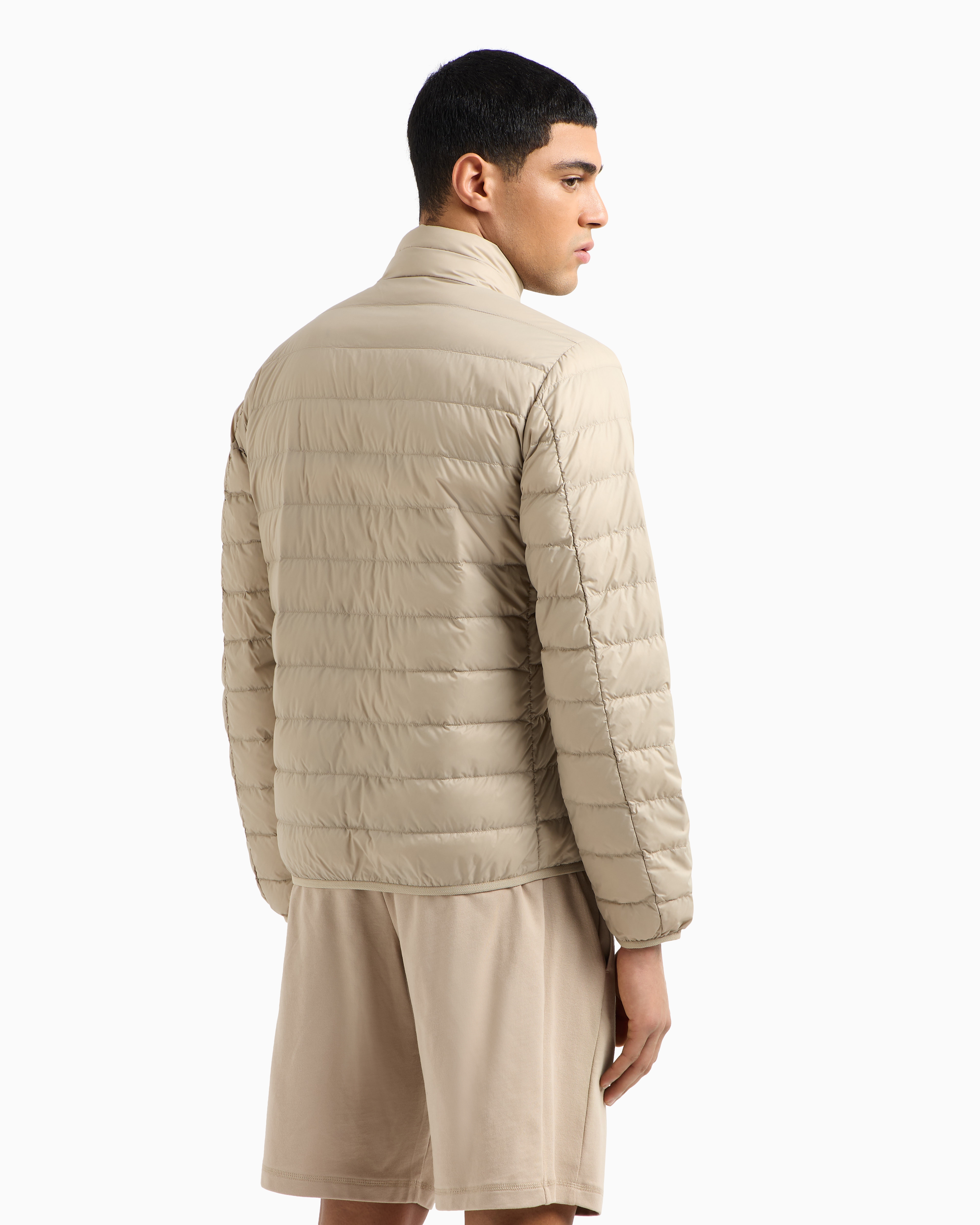 Ea7 Core Identity Packable Down Jacket In Beige