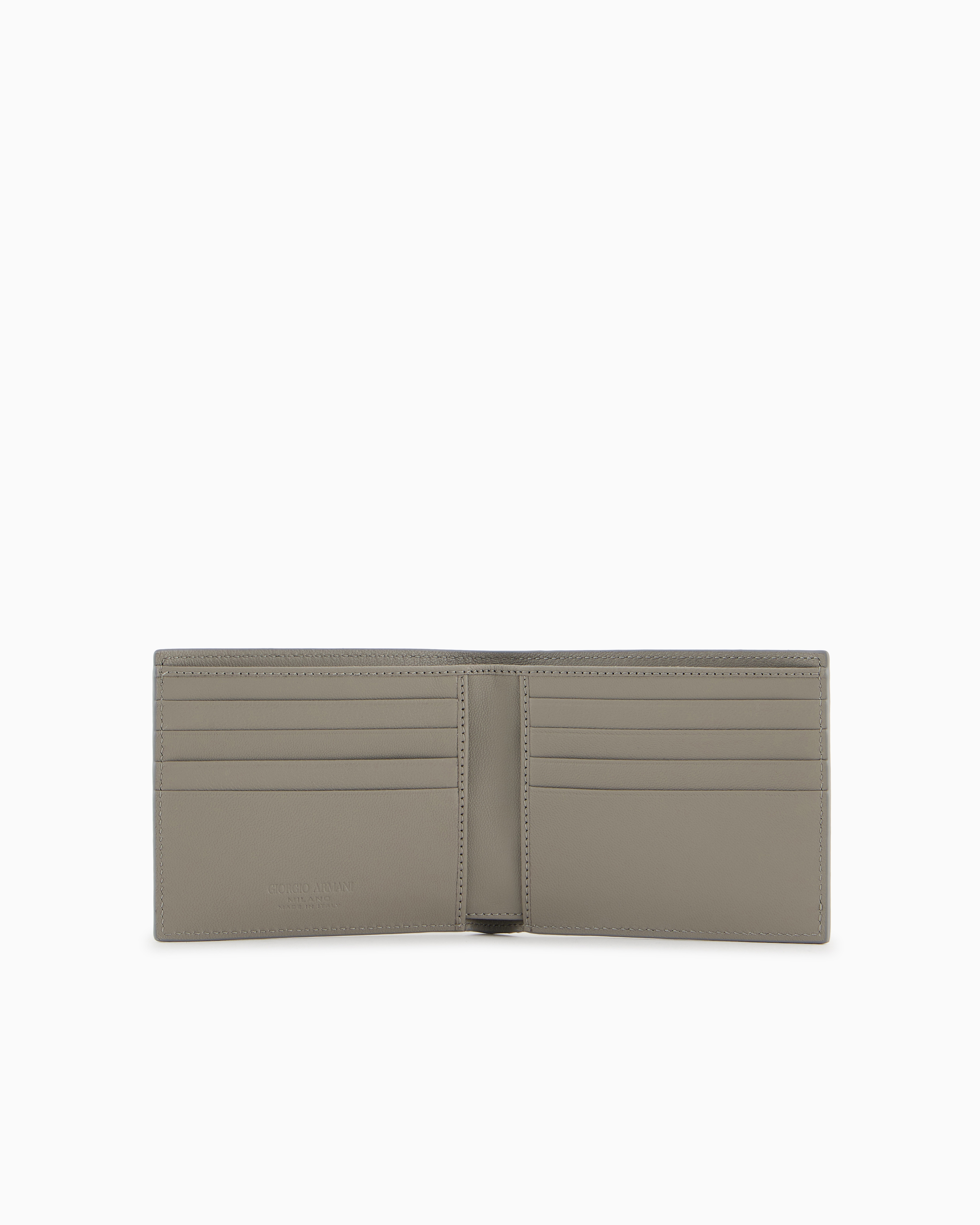 Giorgio Armani Nappa-leather Bifold Wallet In Beige