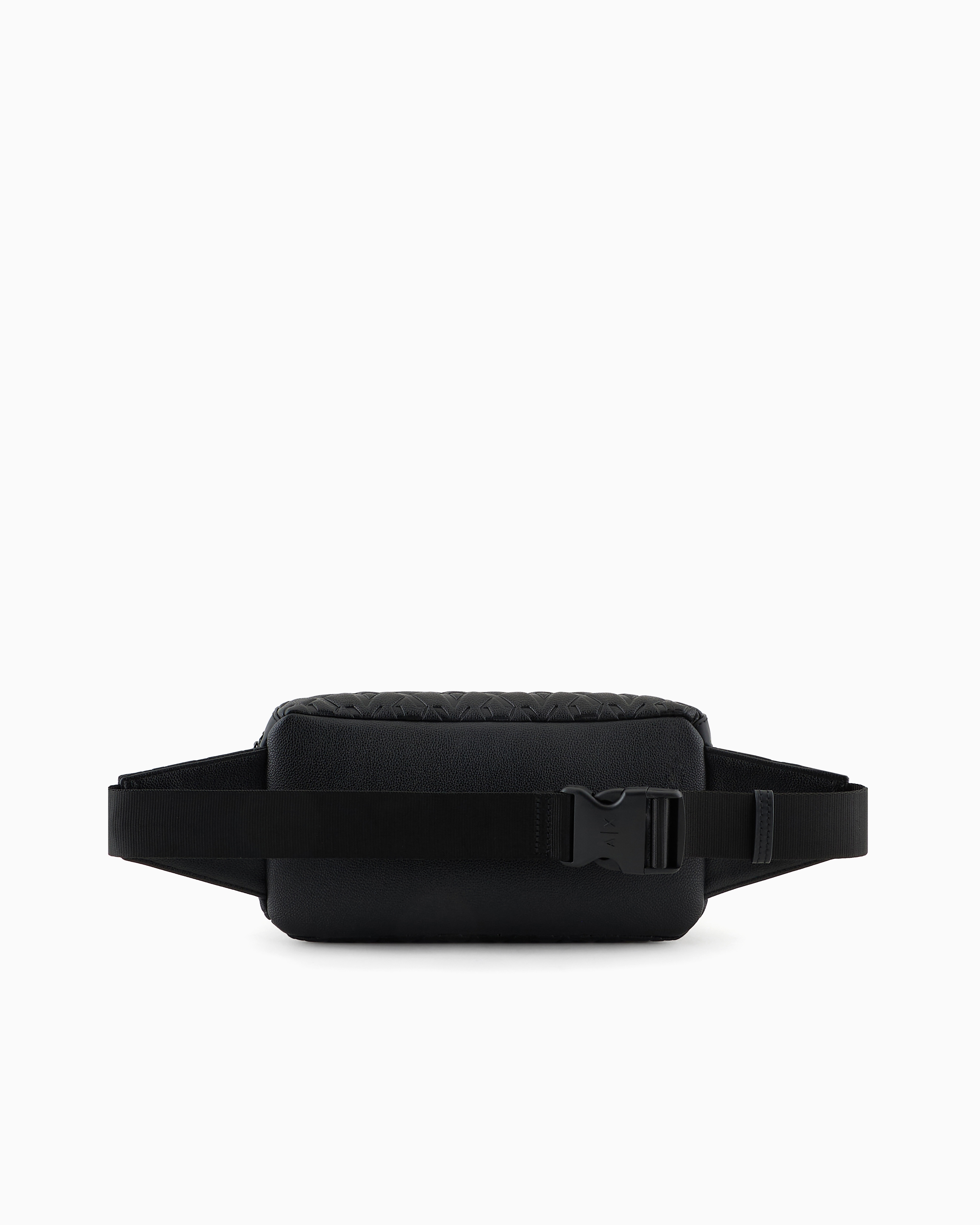 Armani Exchange Logo-patterned Belt Bag In Black