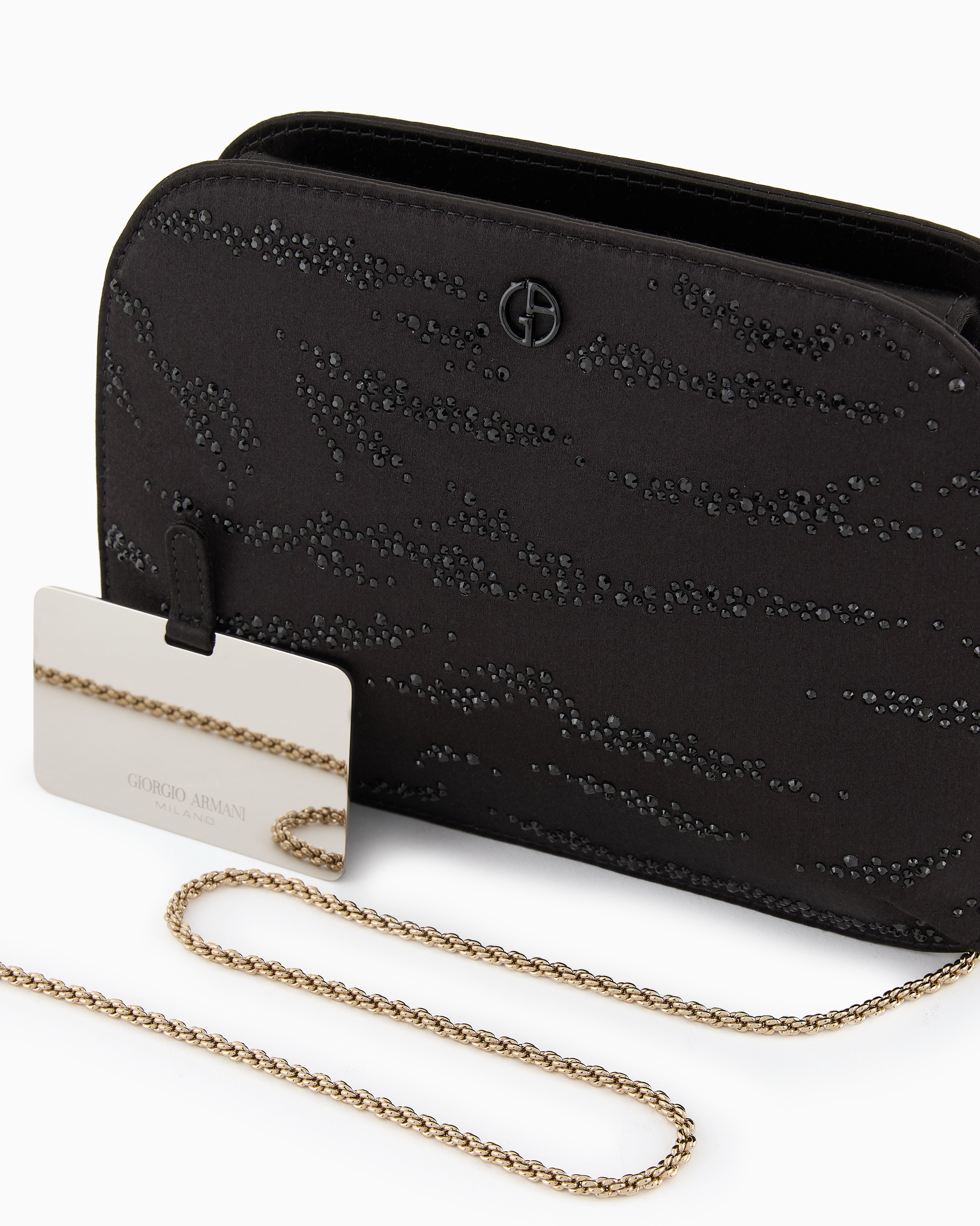 Giorgio Armani La Prima Satin Clutch Bag With Rhinestone Animal Print