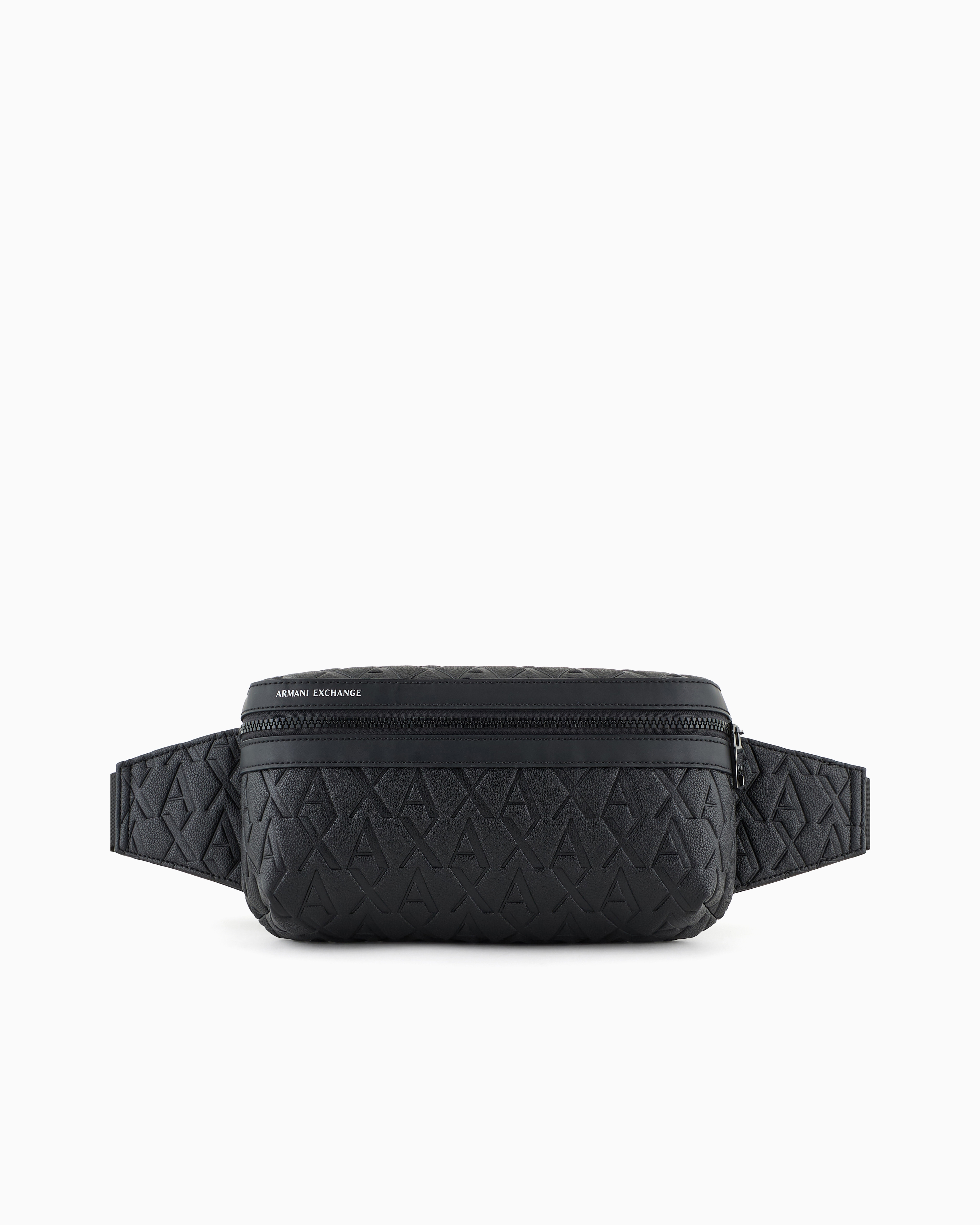 Armani Exchange Logo-patterned Belt Bag In Black