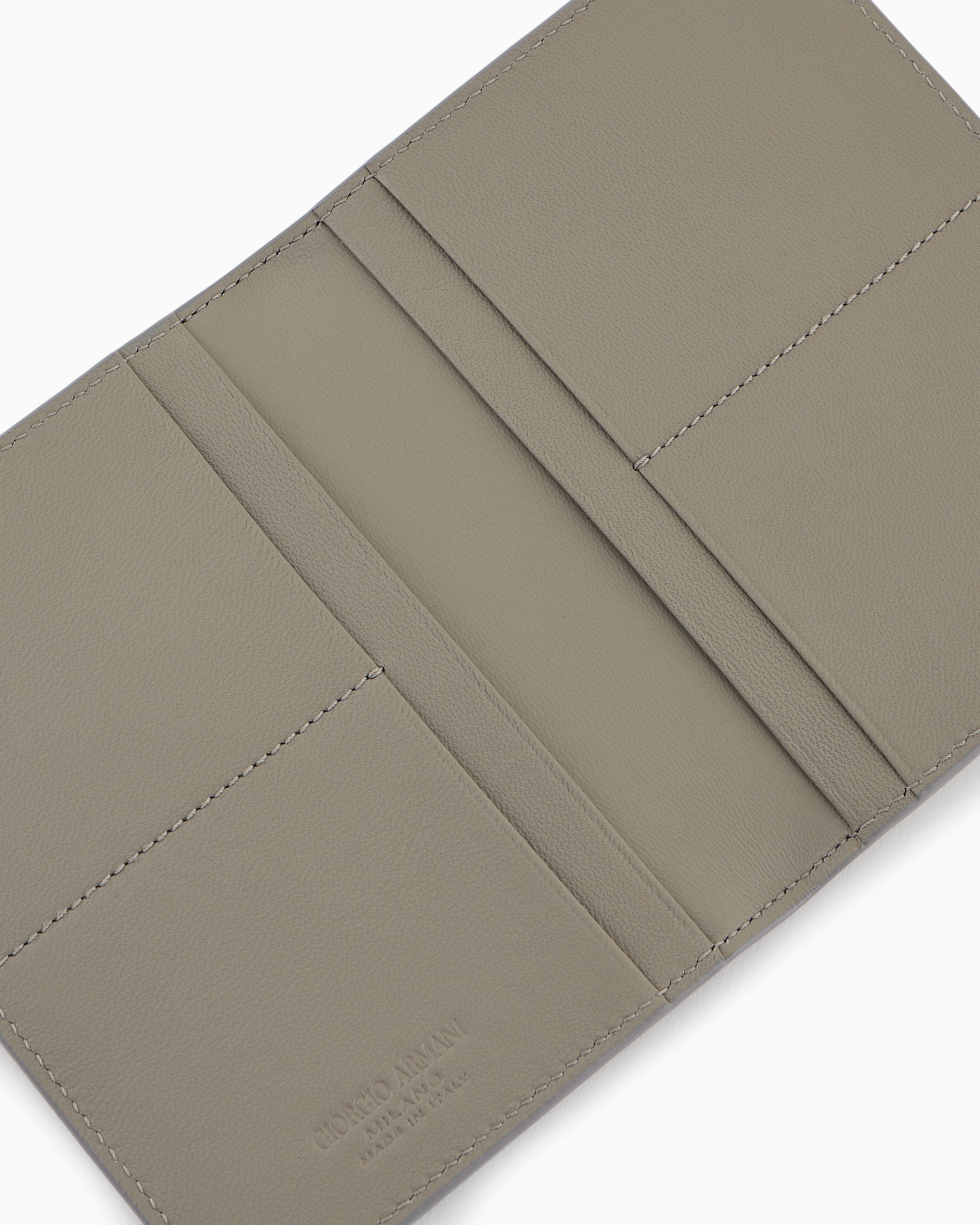 Giorgio Armani Nappa Leather Bifold Passport Holder In Beige