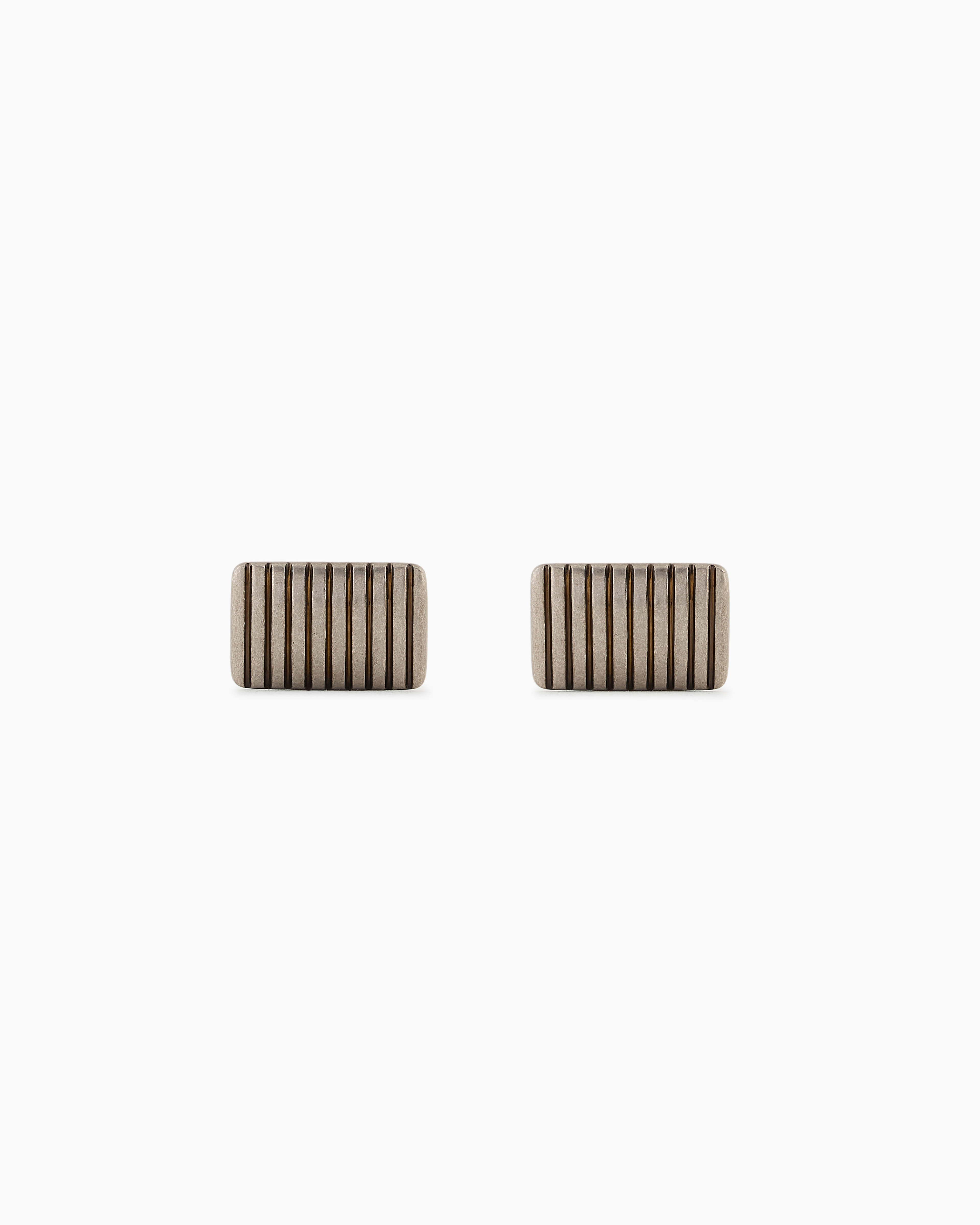 Giorgio Armani Sterling Silver Striped-effect Cufflinks In Silver