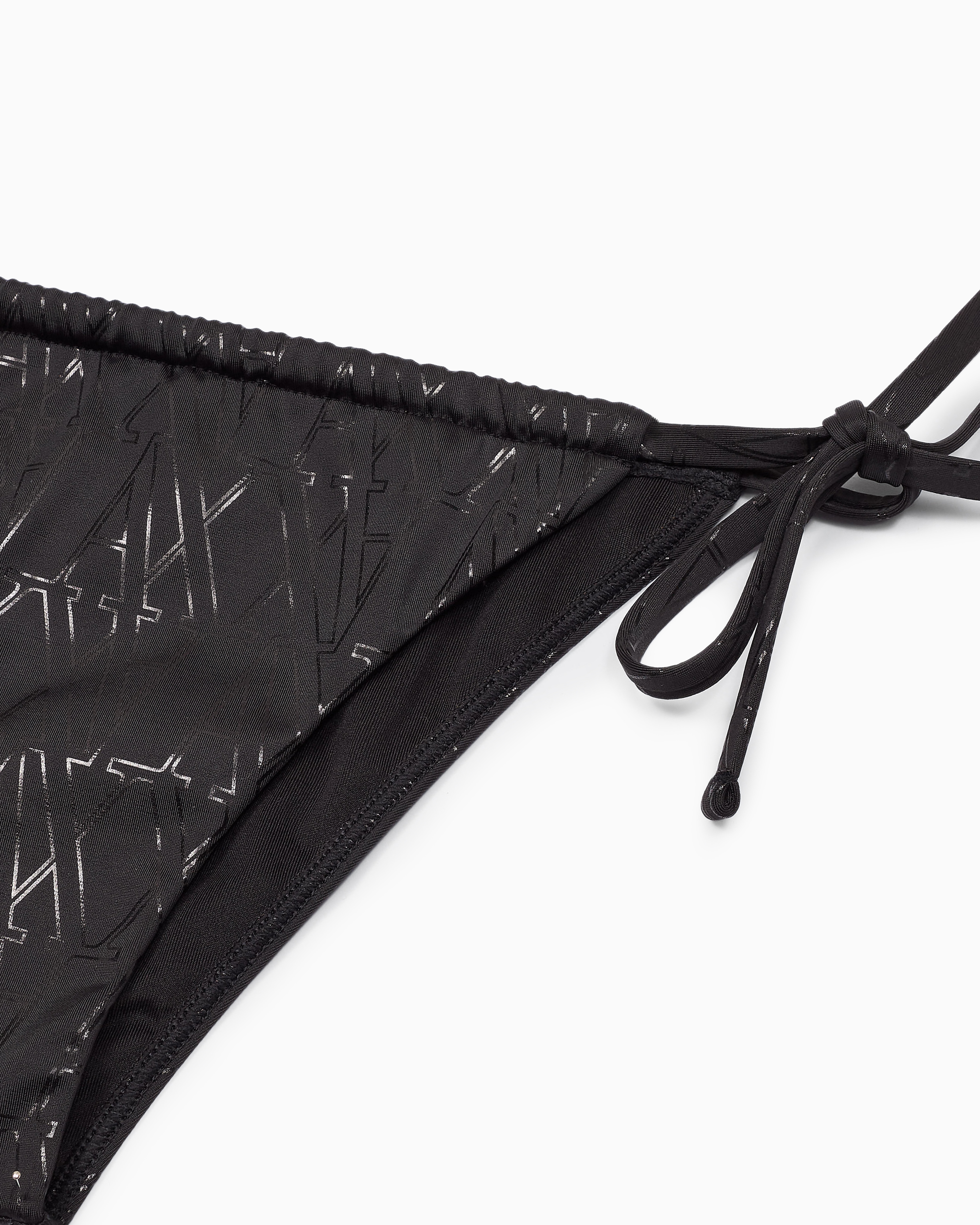 Armani Exchange - Fabric bikini bottoms with allover logo, Woman, Black, Size: