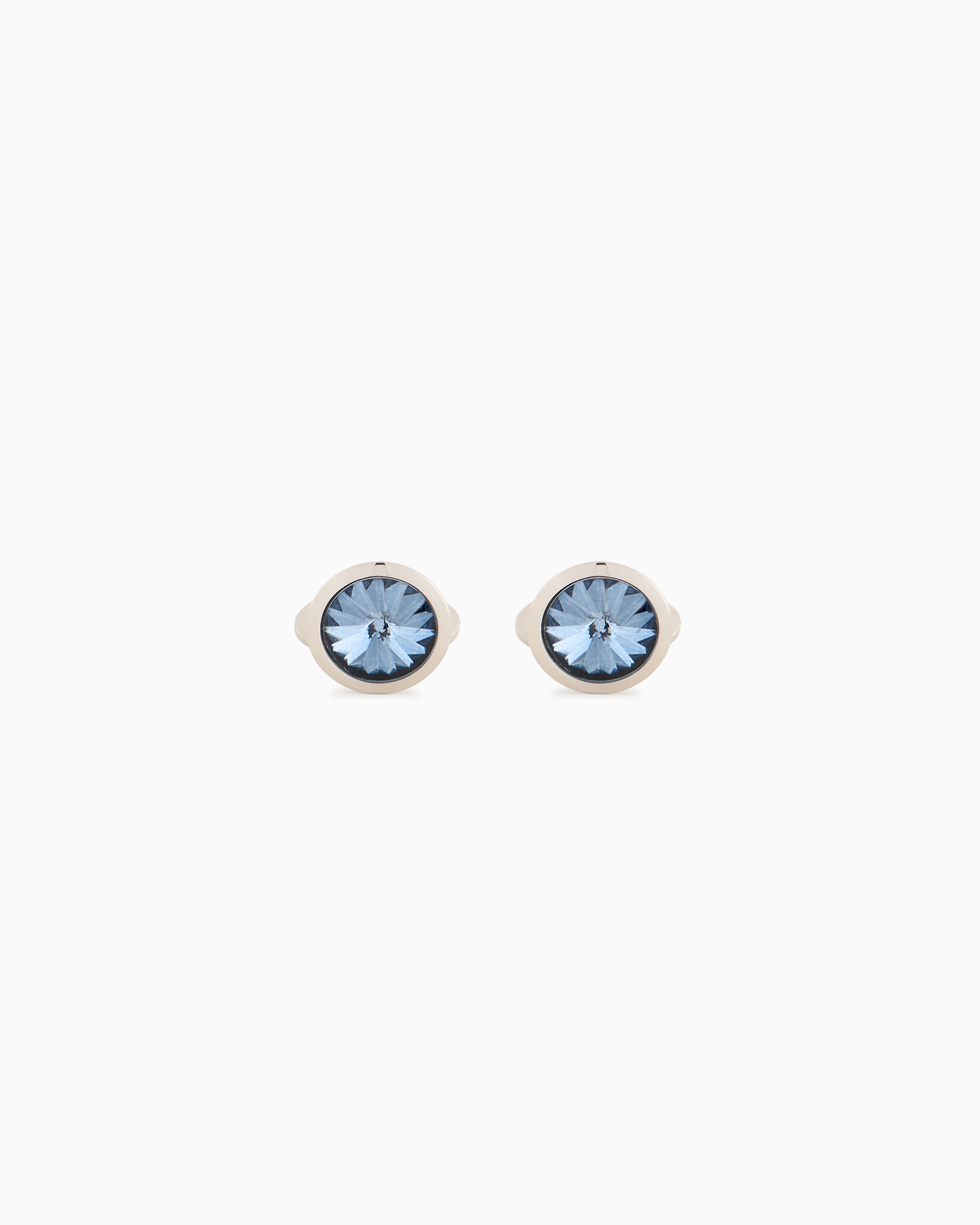 Giorgio Armani Sterling Silver Cufflinks With A Coloured Crystal In Blue
