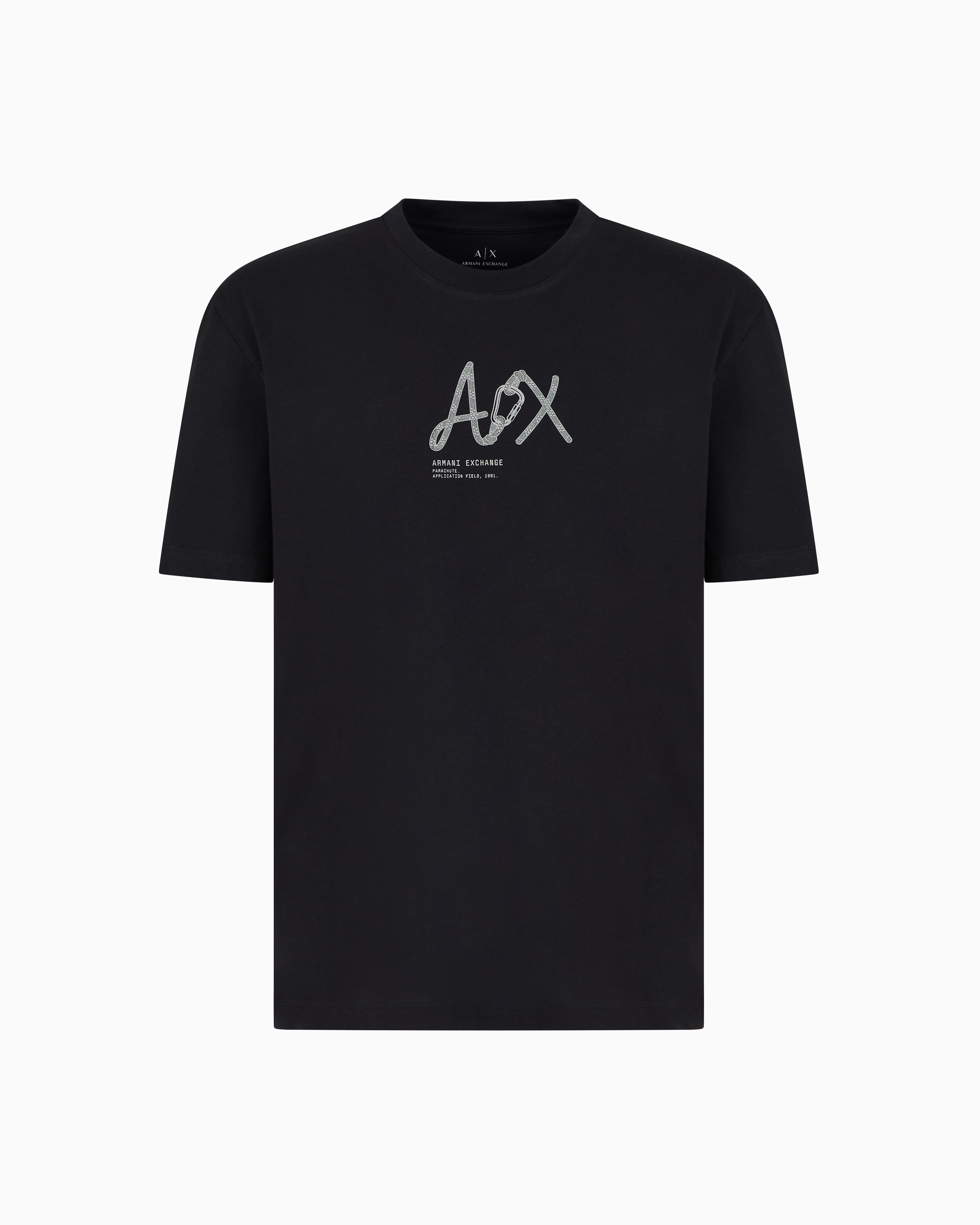 GIORGIO ARMANI ロゴブラックコットンクルーネック半袖Tシャツ Giorgio Armani ロゴ Tシャツ | ブラック | FARFETCH JP