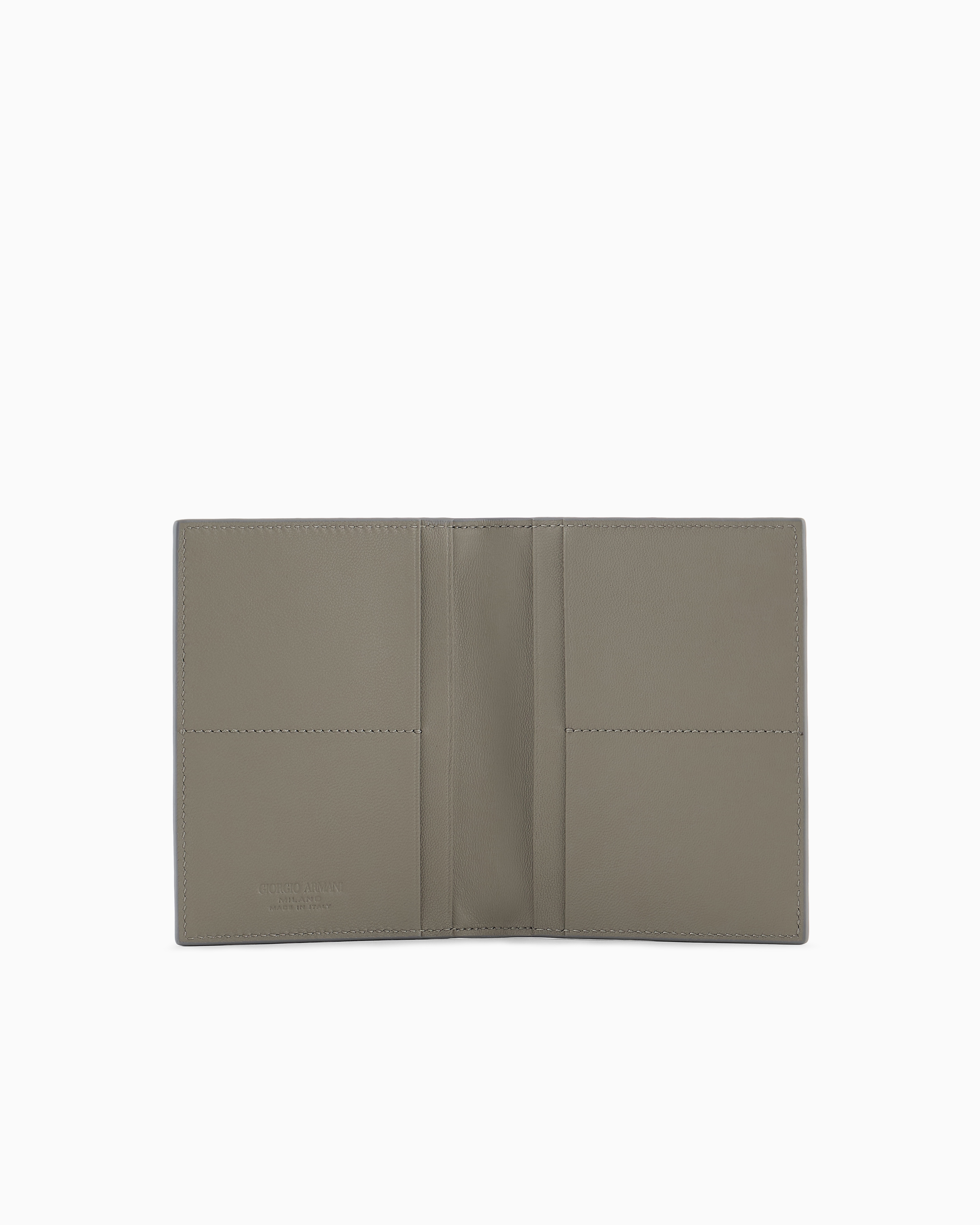 Giorgio Armani Nappa Leather Bifold Passport Holder In Beige