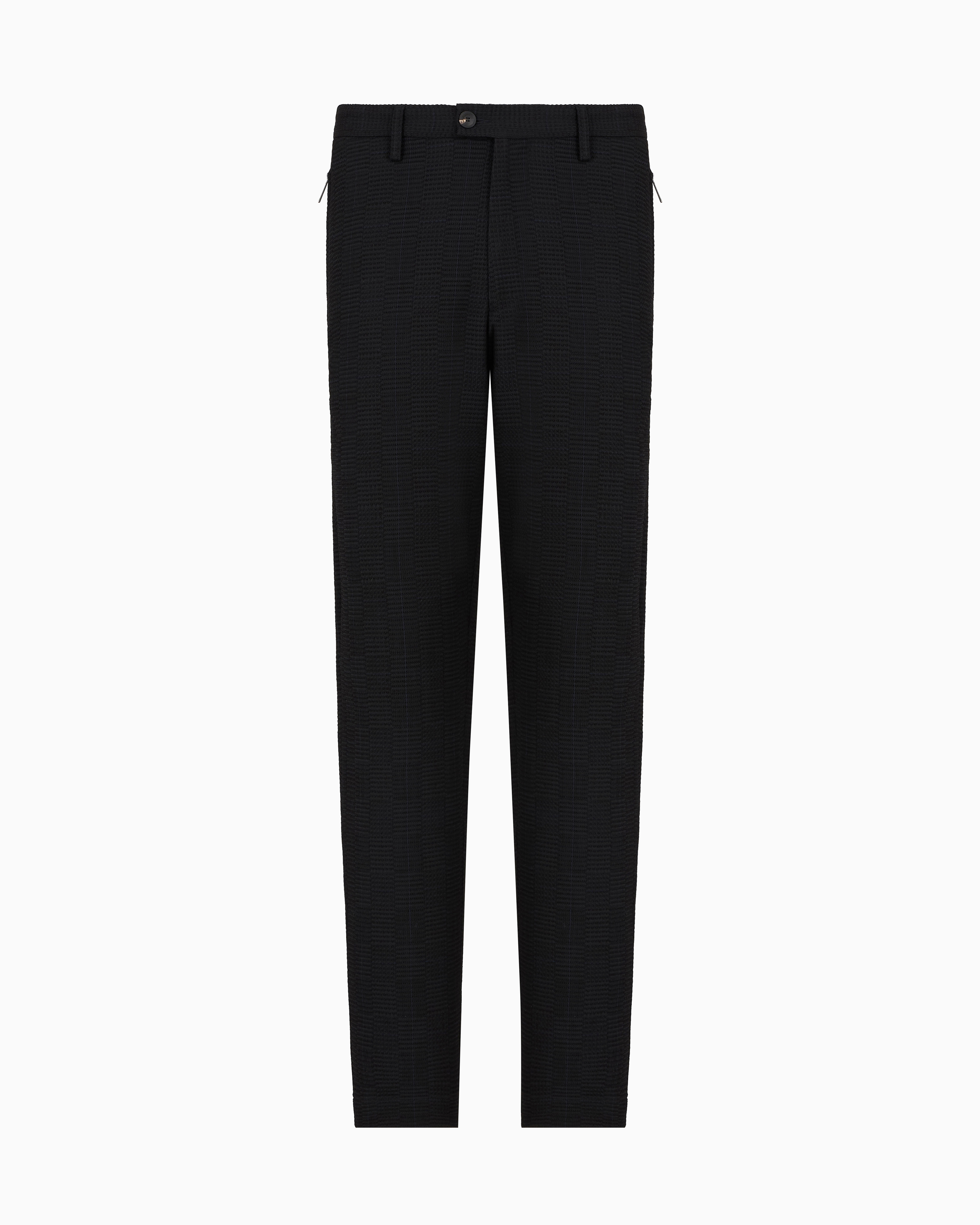 Emporio Armani Trousers With A Pleat In Virgin Wool With A Technical Finish In Black