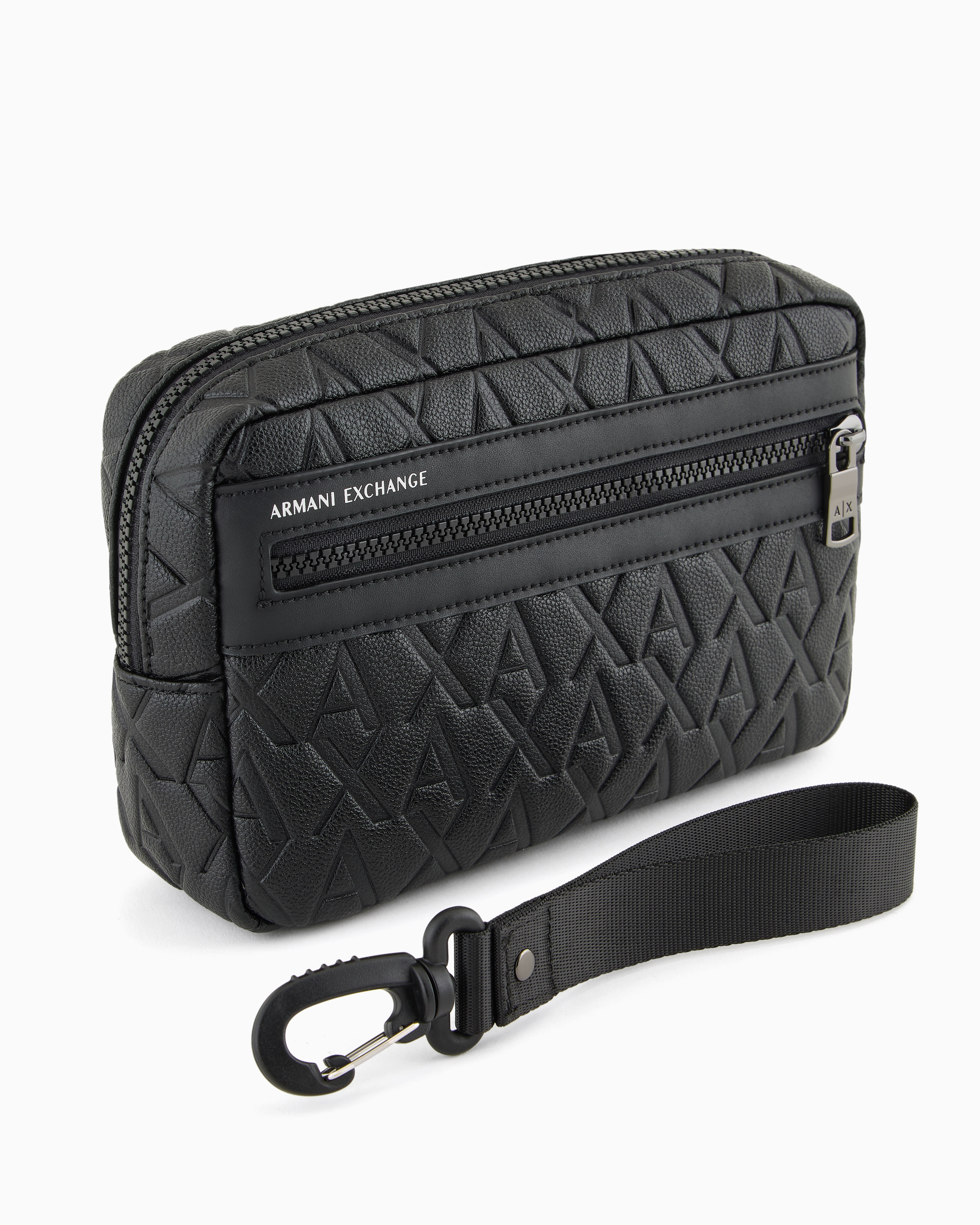 ARMANI EXCHANGE CLUTCH BAG WITH ALLOVER EMBOSSED LOGO