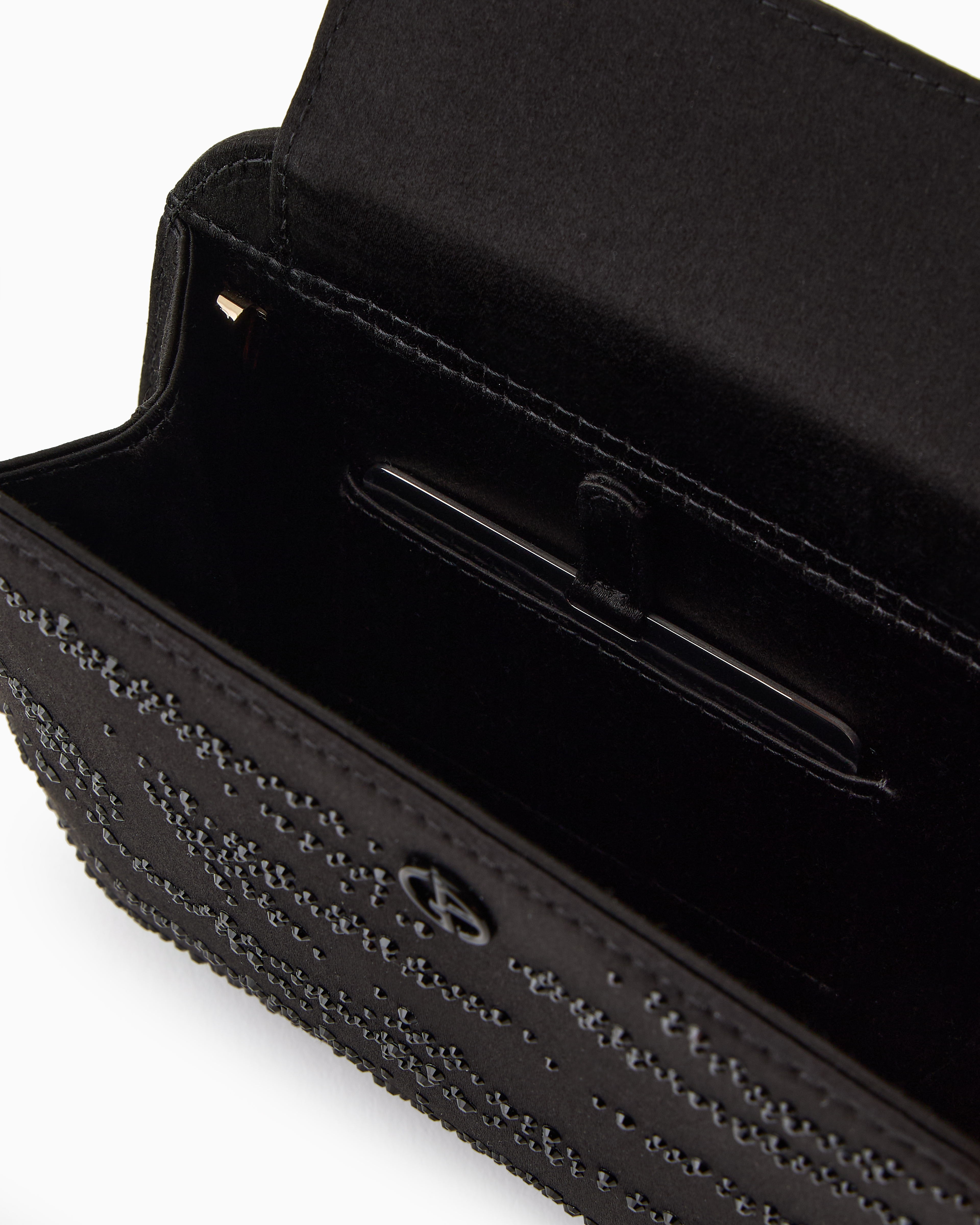 Giorgio Armani La Prima Satin Clutch Bag With Rhinestone Animal Print