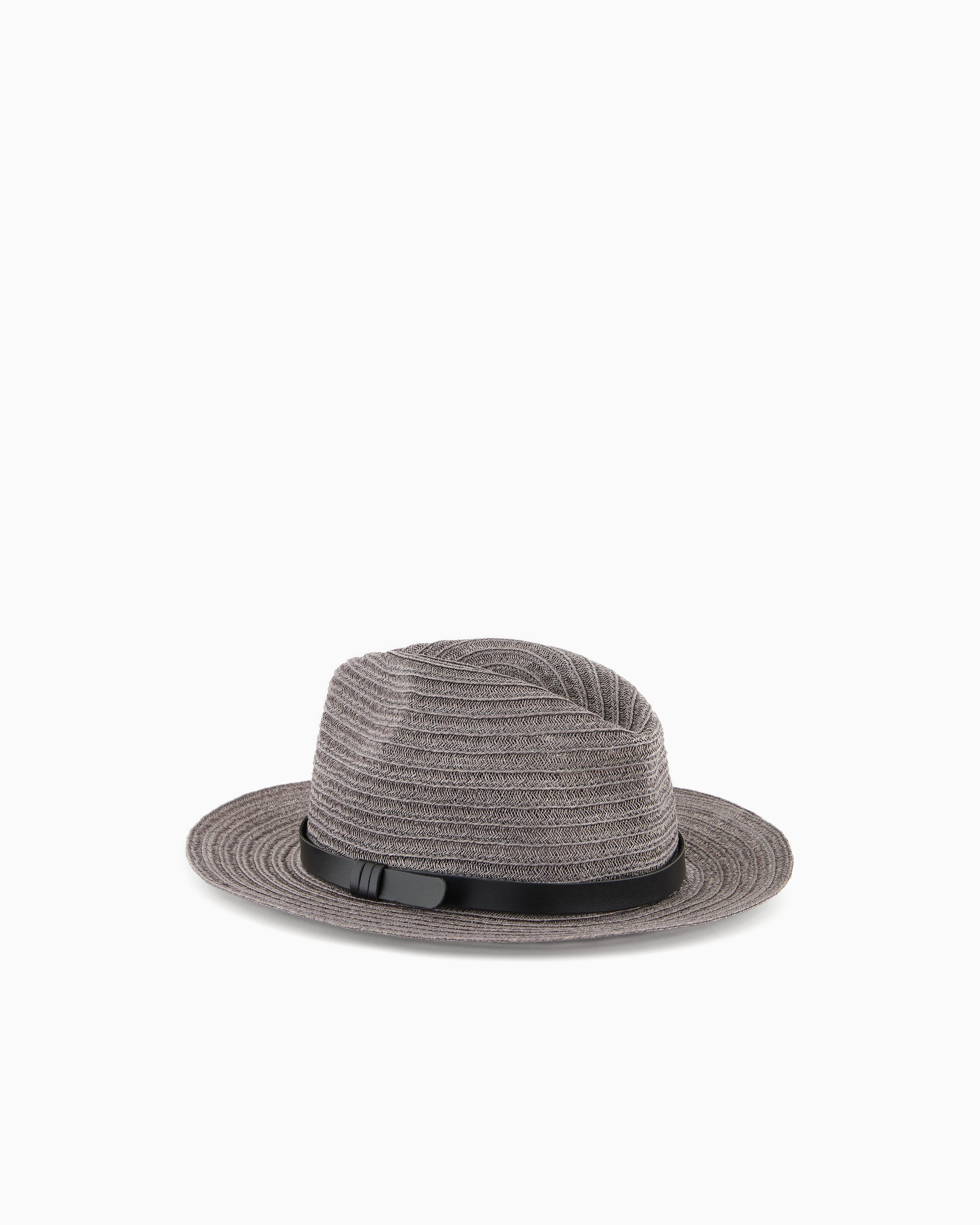Emporio Armani Braided Hemp Hat With Band In Grey