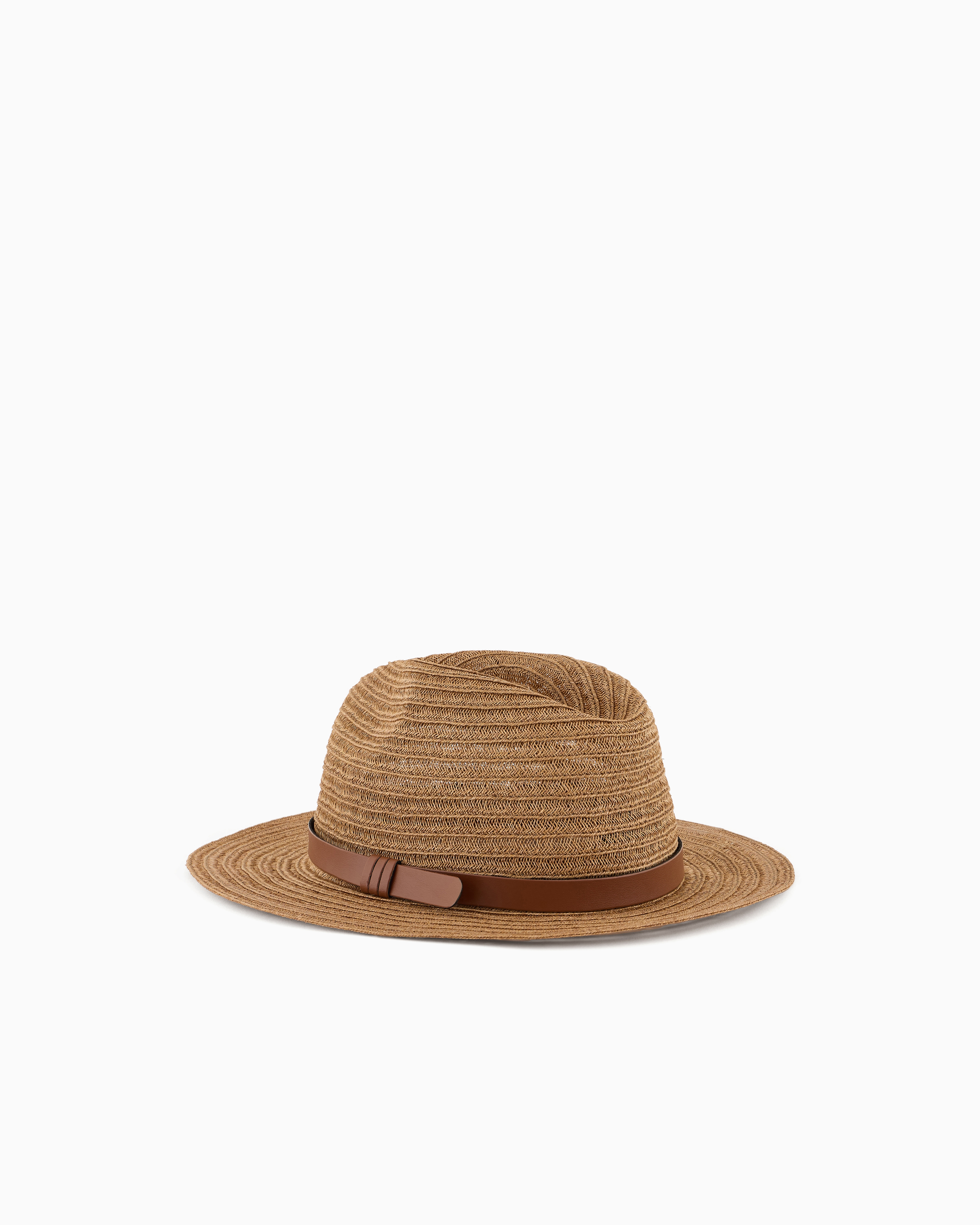 Emporio Armani Braided Hemp Hat With Band In Beige