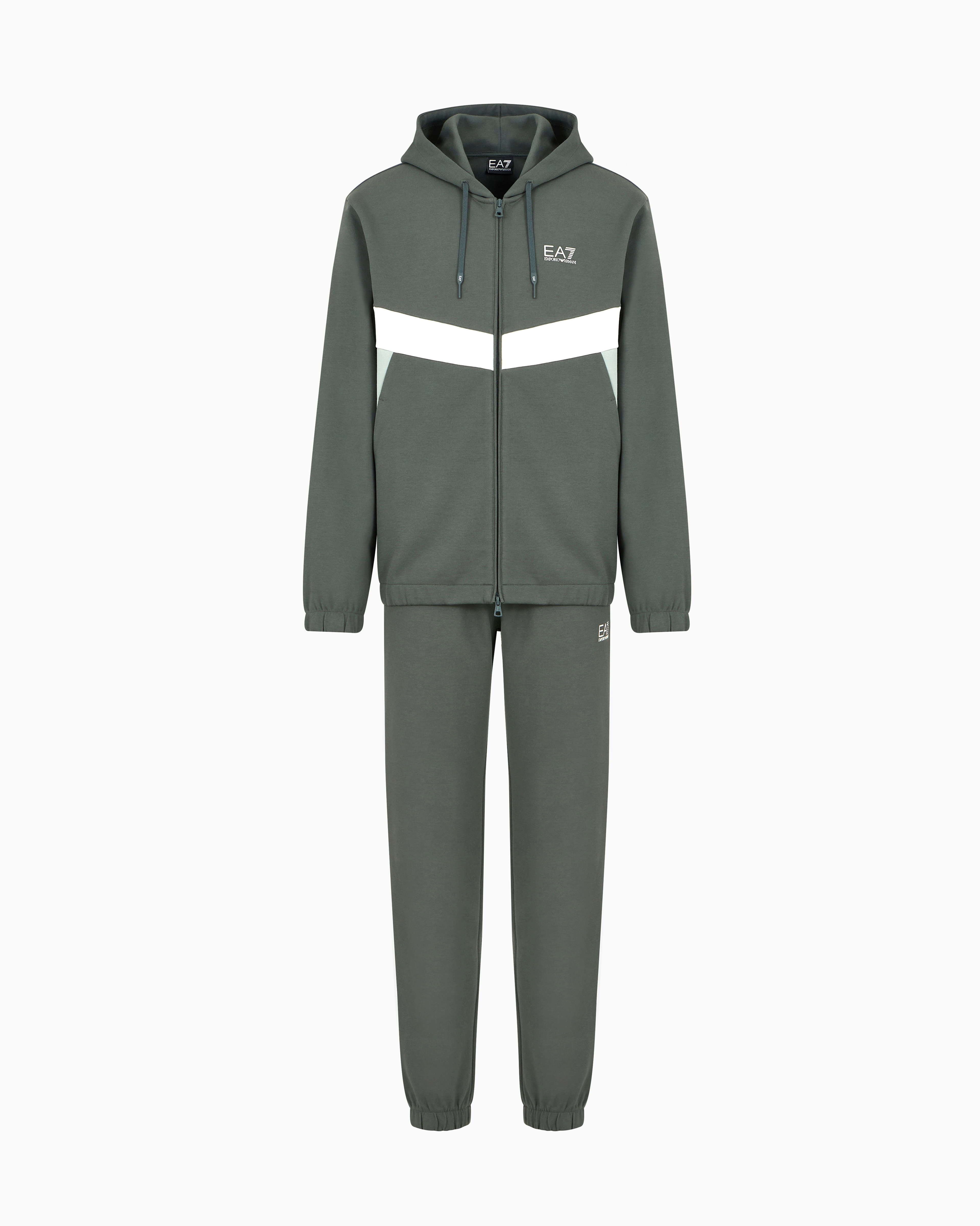 Ea7 Summer Block Cotton-blend Tracksuit In Grey