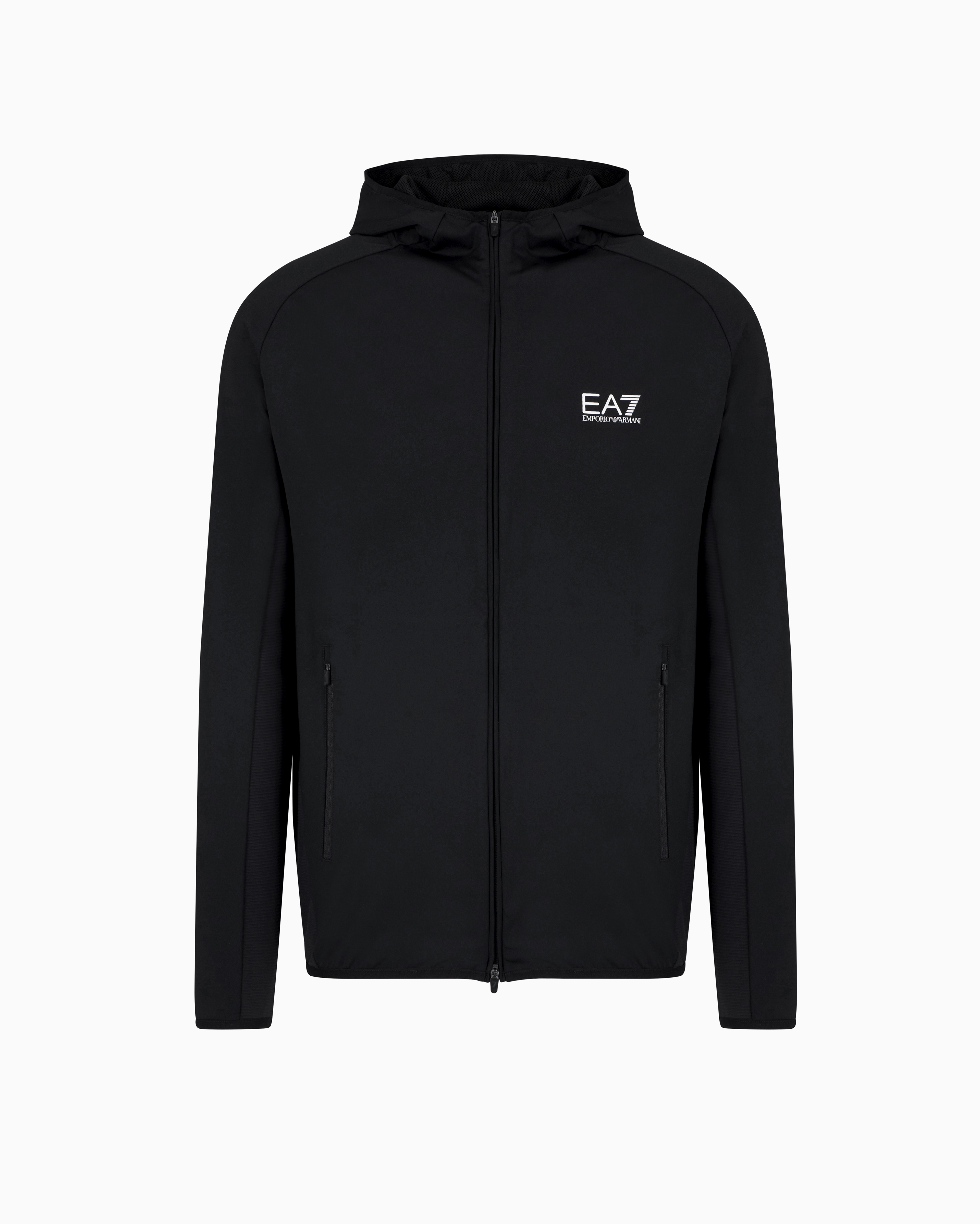 Ea7 Dynamic Athlete Hooded Sweatshirt In Vigor7 Technical Fabric In Black