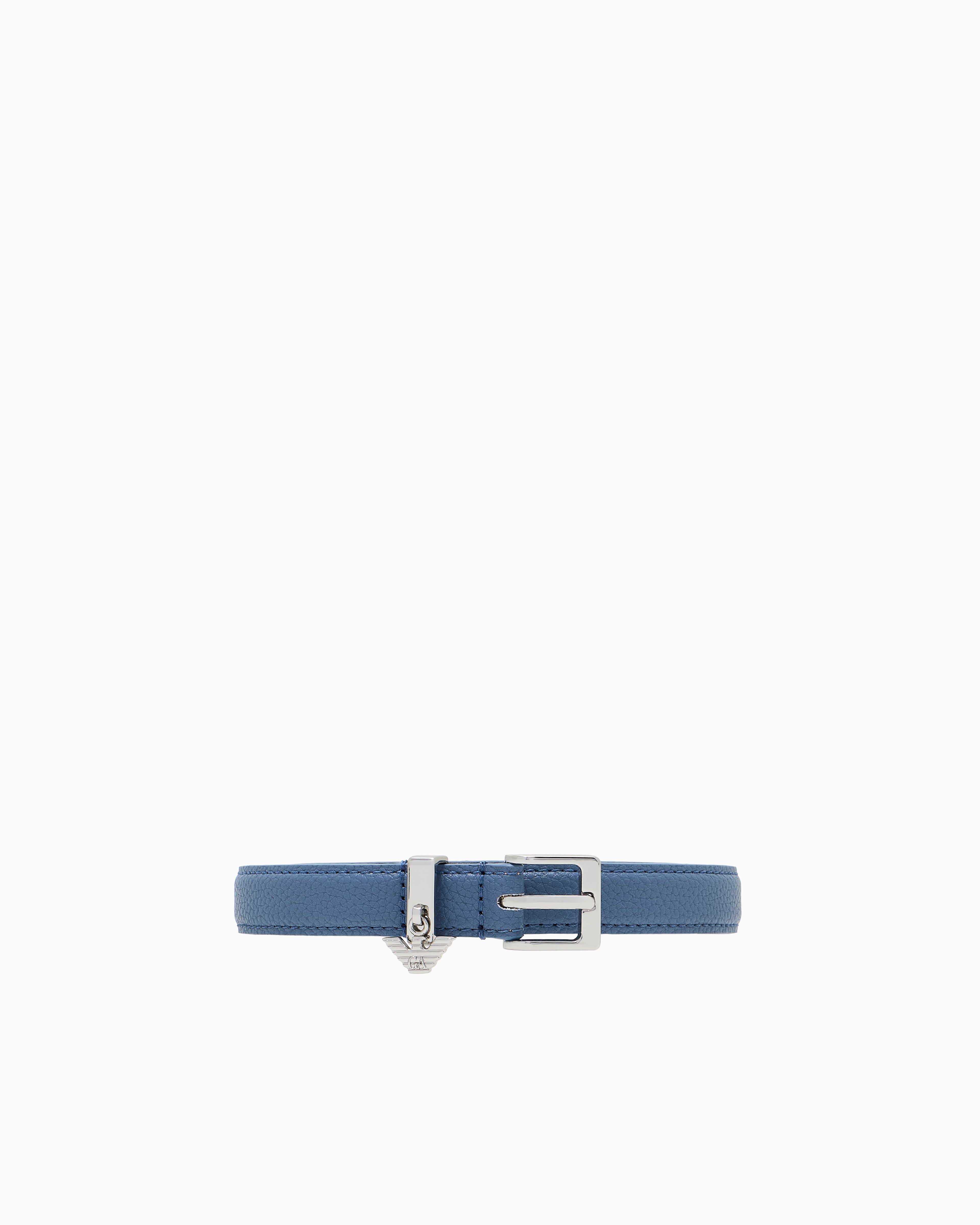 Emporio Armani Deer-print Belt With Eagle Logo Charm In Pink