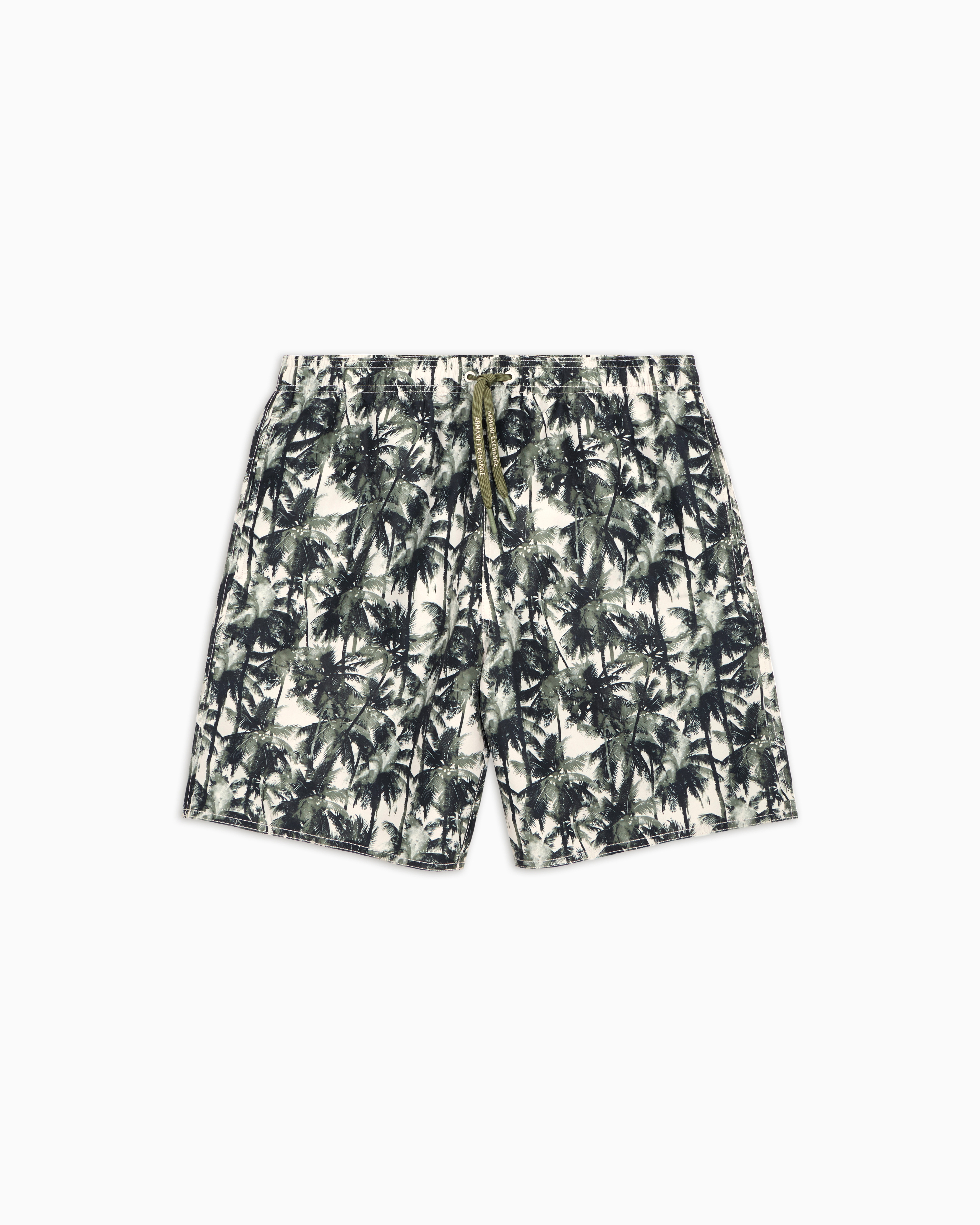 Armani Exchange Floral-print Swim Shorts In Green