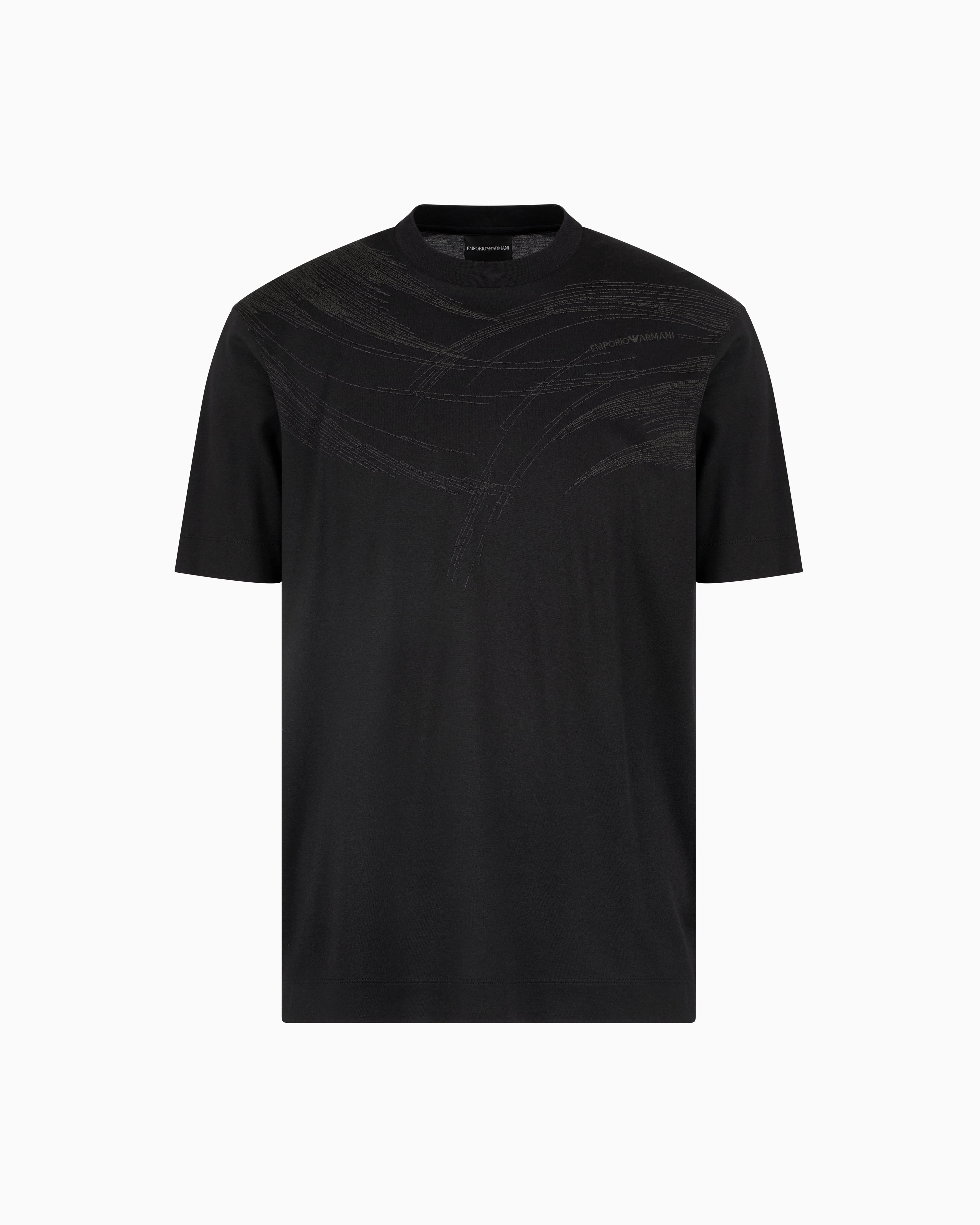 ASV Tシャツ リヨセル混紡ジャージー ステッチ刺繍 | Emporio Armani