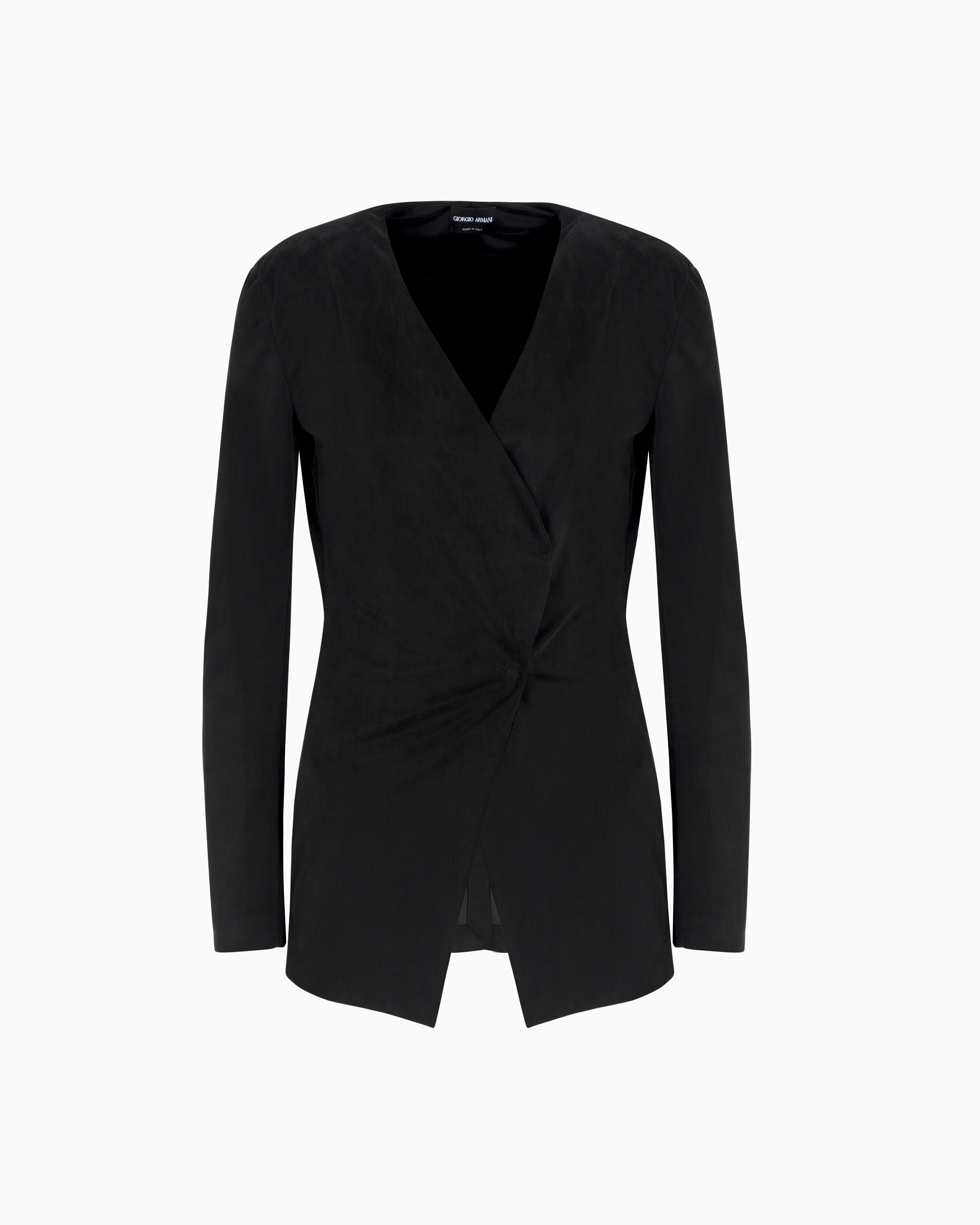 Giorgio Armani Single-breasted Jacket In Cupro Jersey Interlock In Green