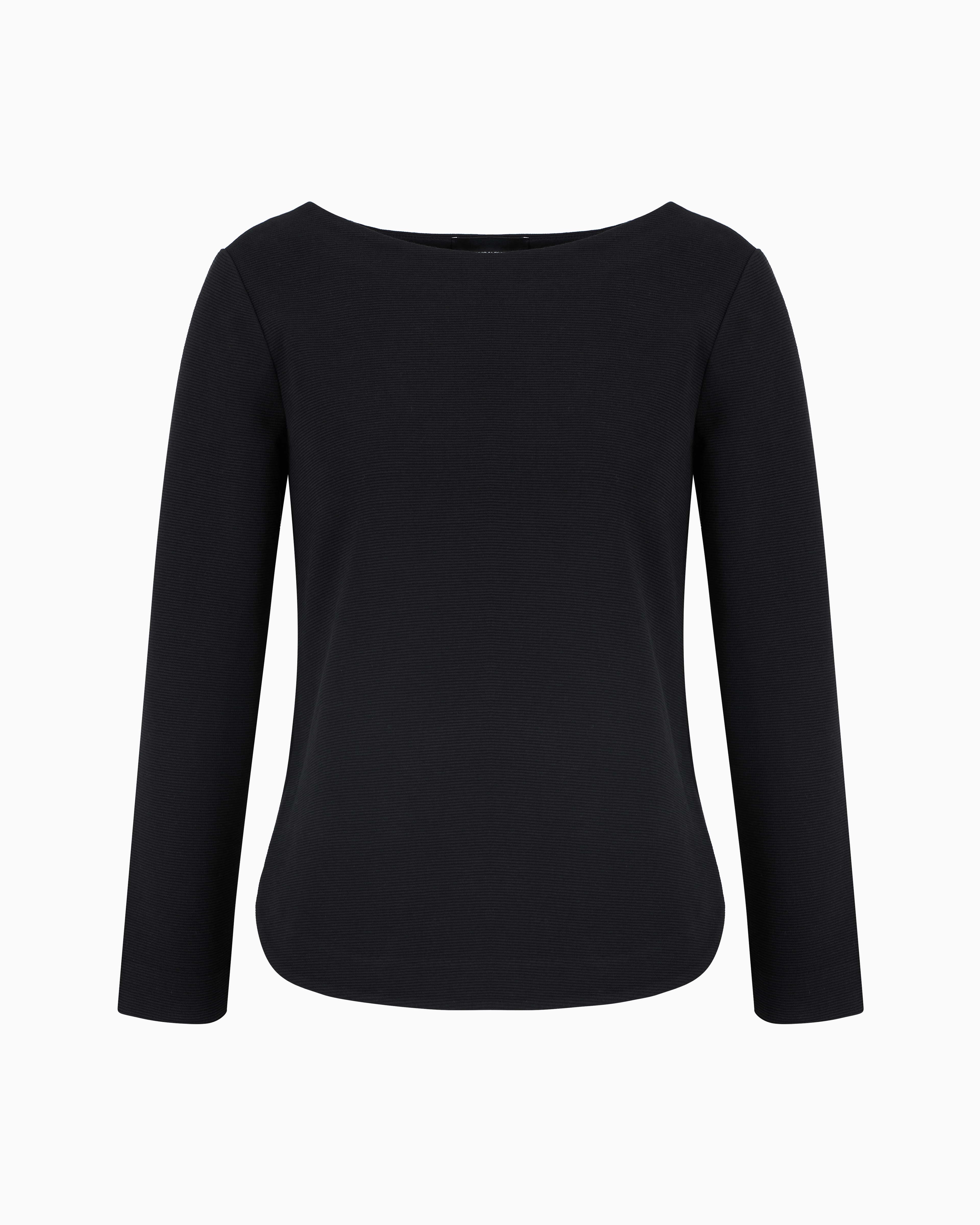 Emporio Armani Ottoman Jersey Jumper With Side Slits In Black