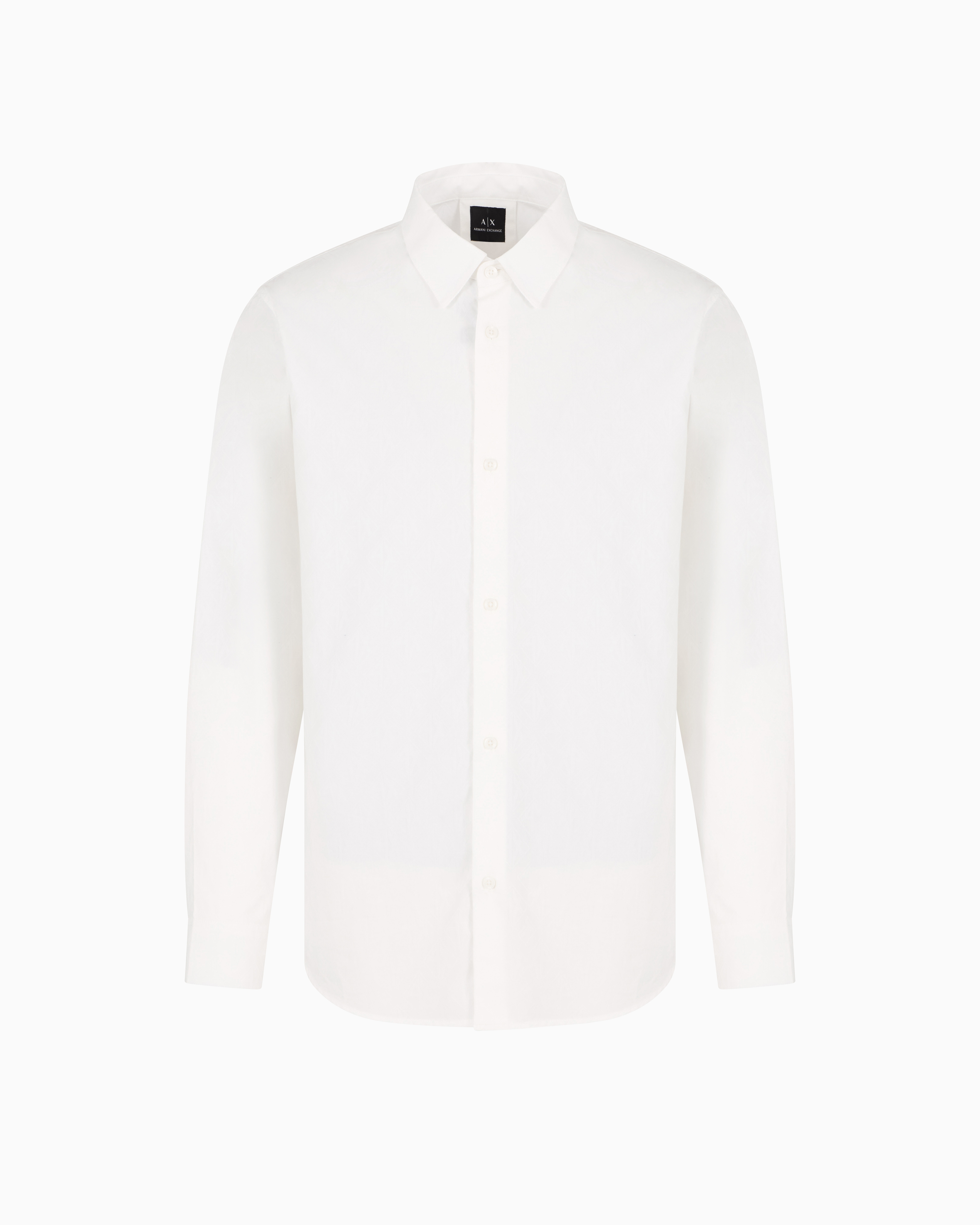 Regular fit cotton shirt with allover logo in tone | Armani