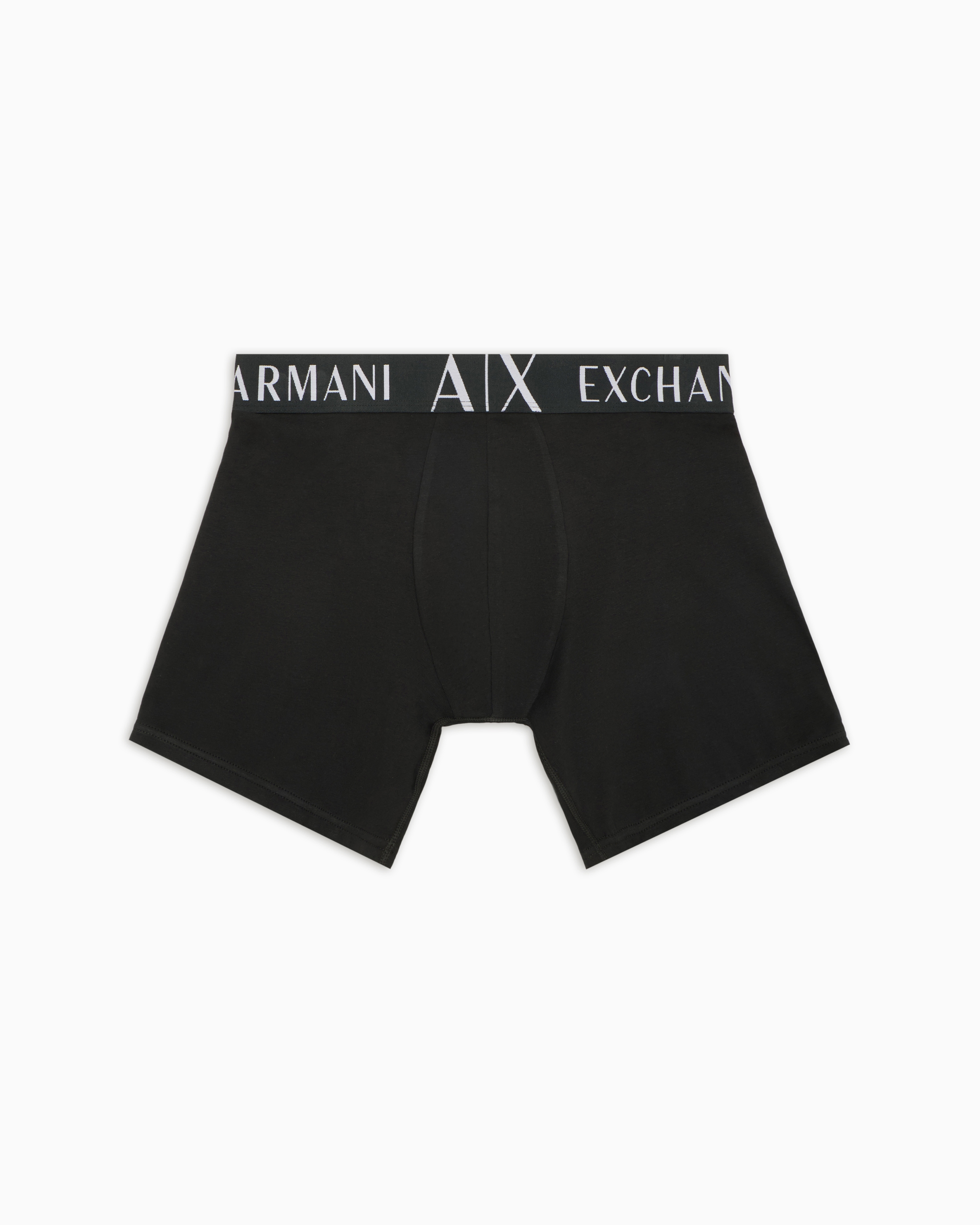 Armani Exchange Boxer Shorts In Stretch Fabric With Maxi Logo In Green