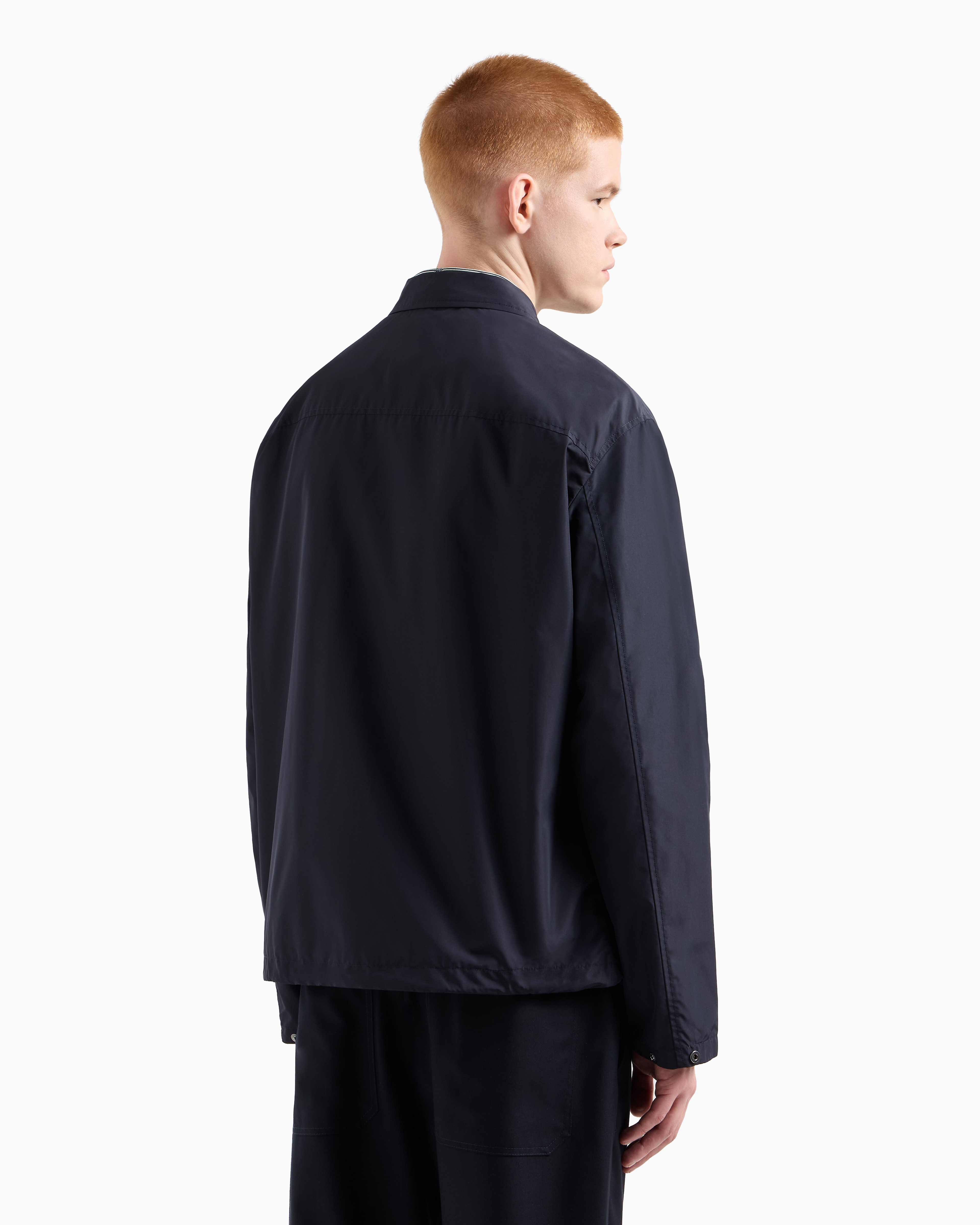 Armani Exchange - Stretch Slim Fit Technical Shirt, Man, Navy Blue, Size: