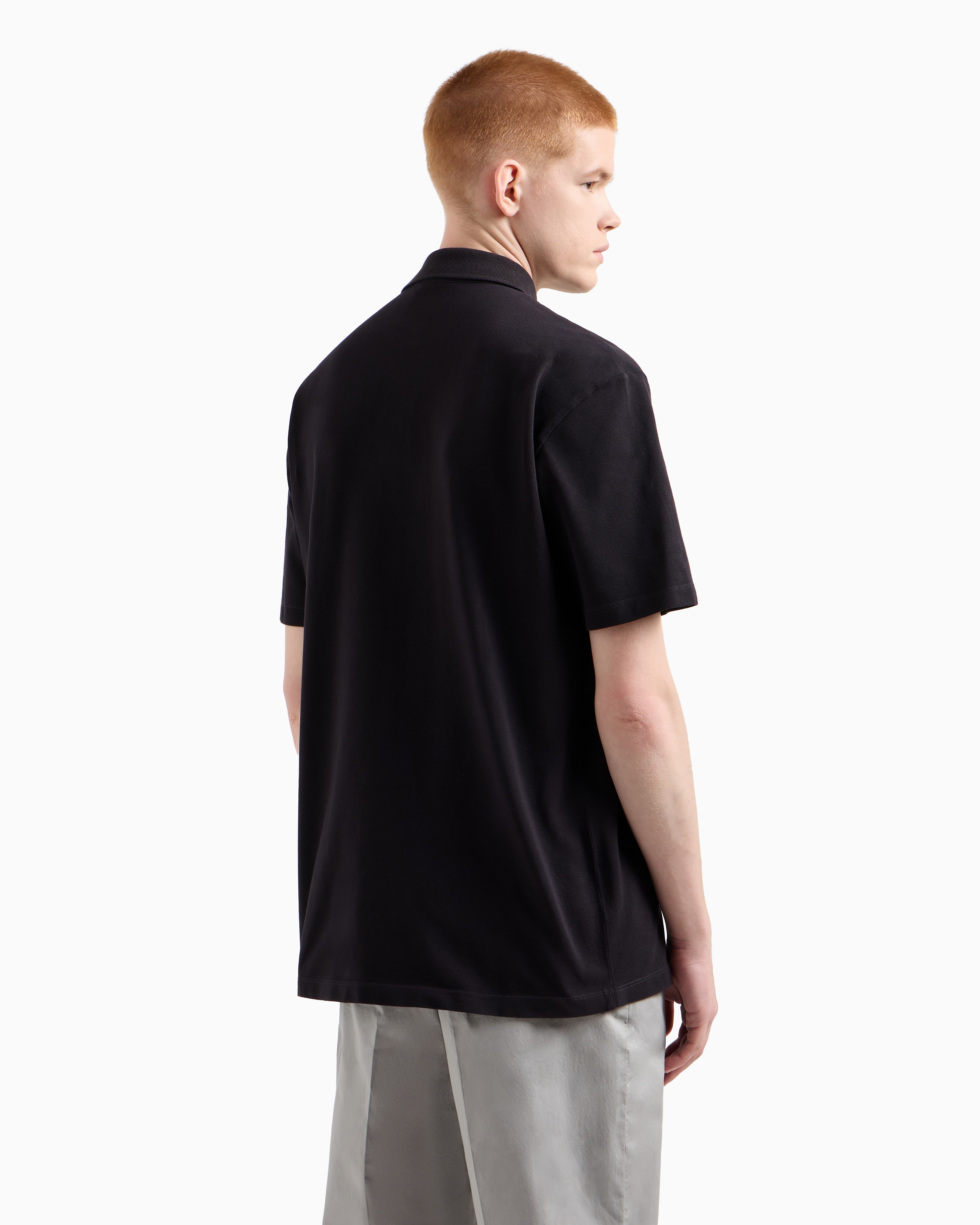 Armani Exchange - Used effect cotton piquet polo, Man, Navy Blue, Size: