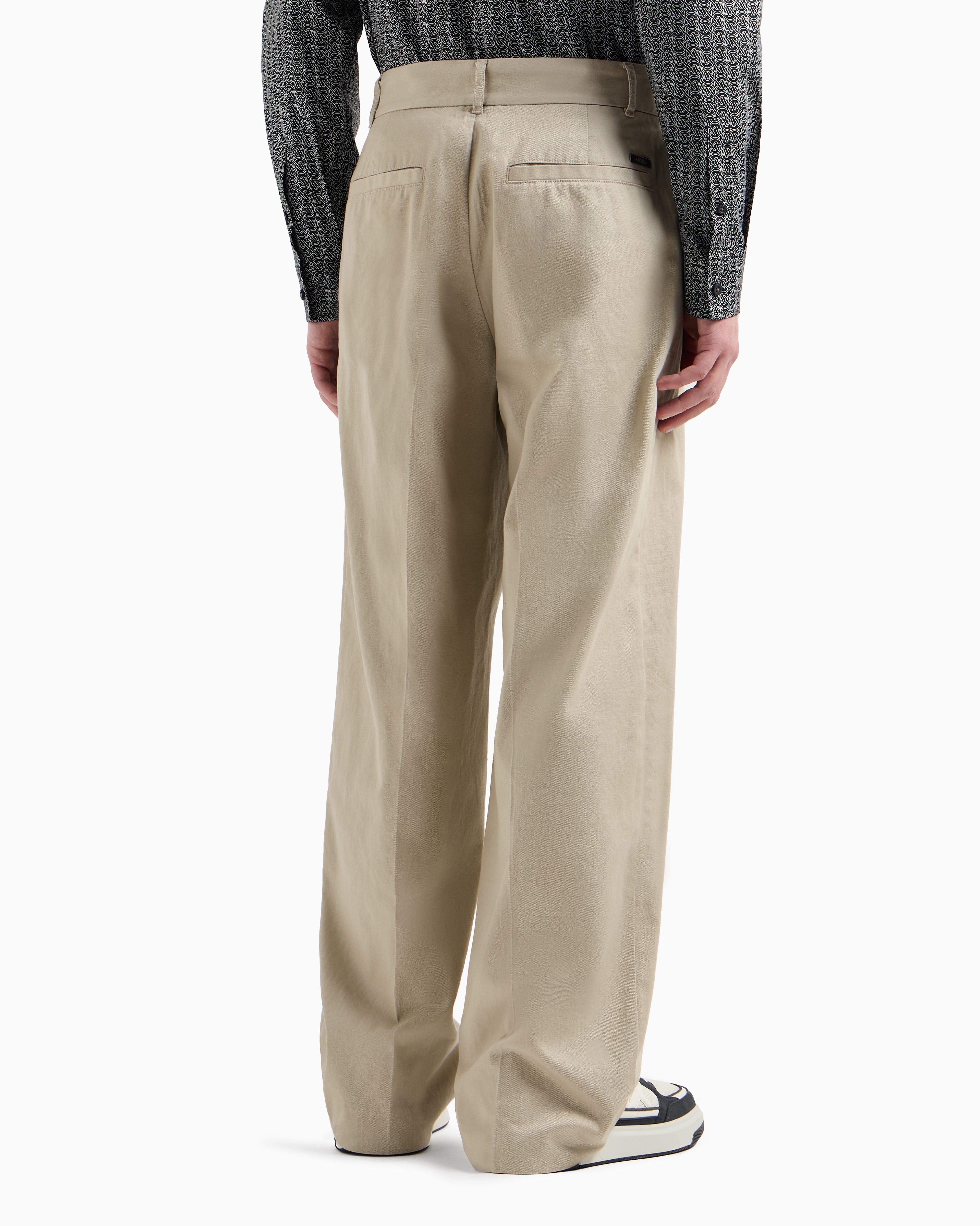 Armani Exchange - Oversized cotton twill trousers, Man, Beige, Size: