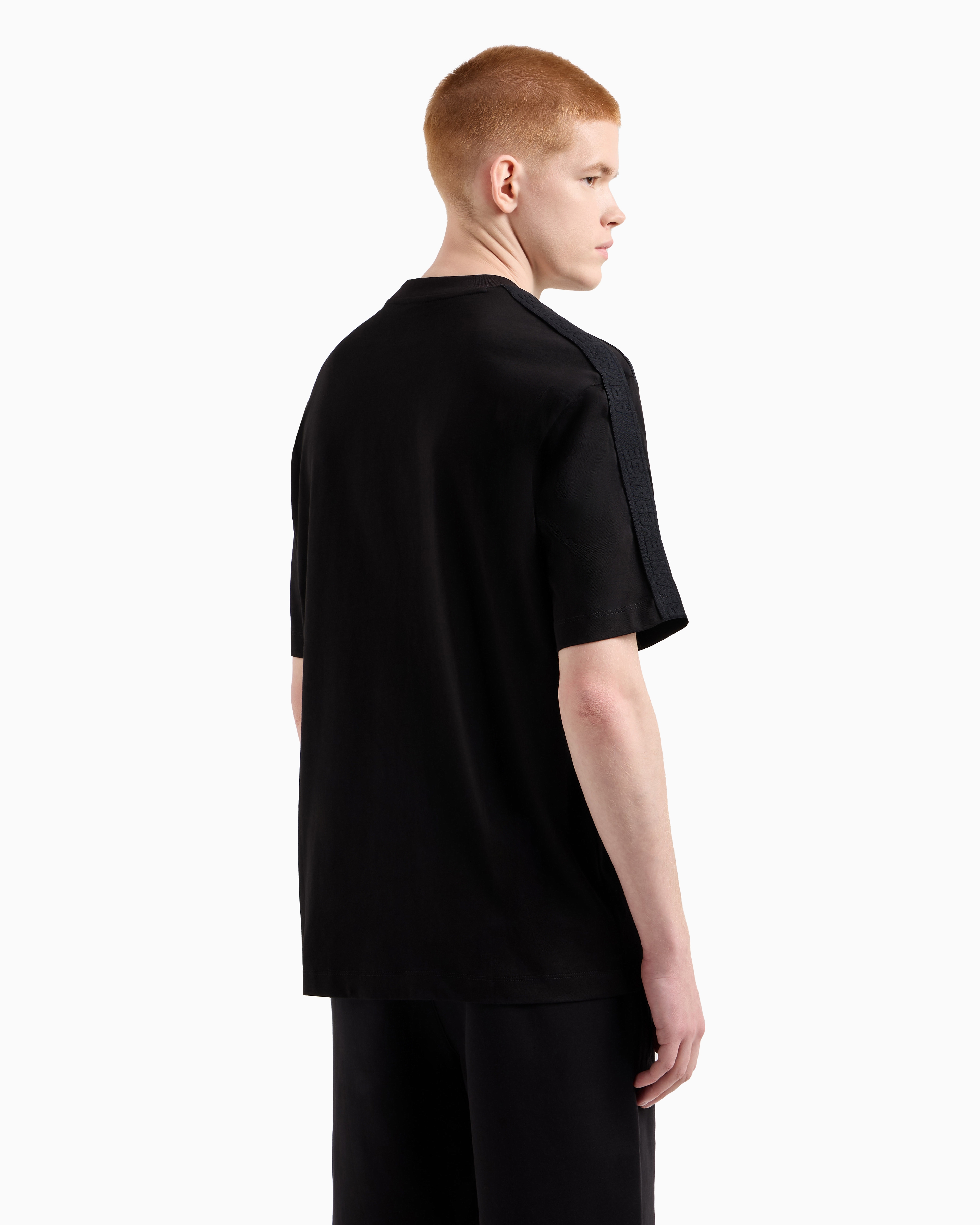 Armani Exchange -  Regular fit T-shirt with logo bands, Man, Black, Size: