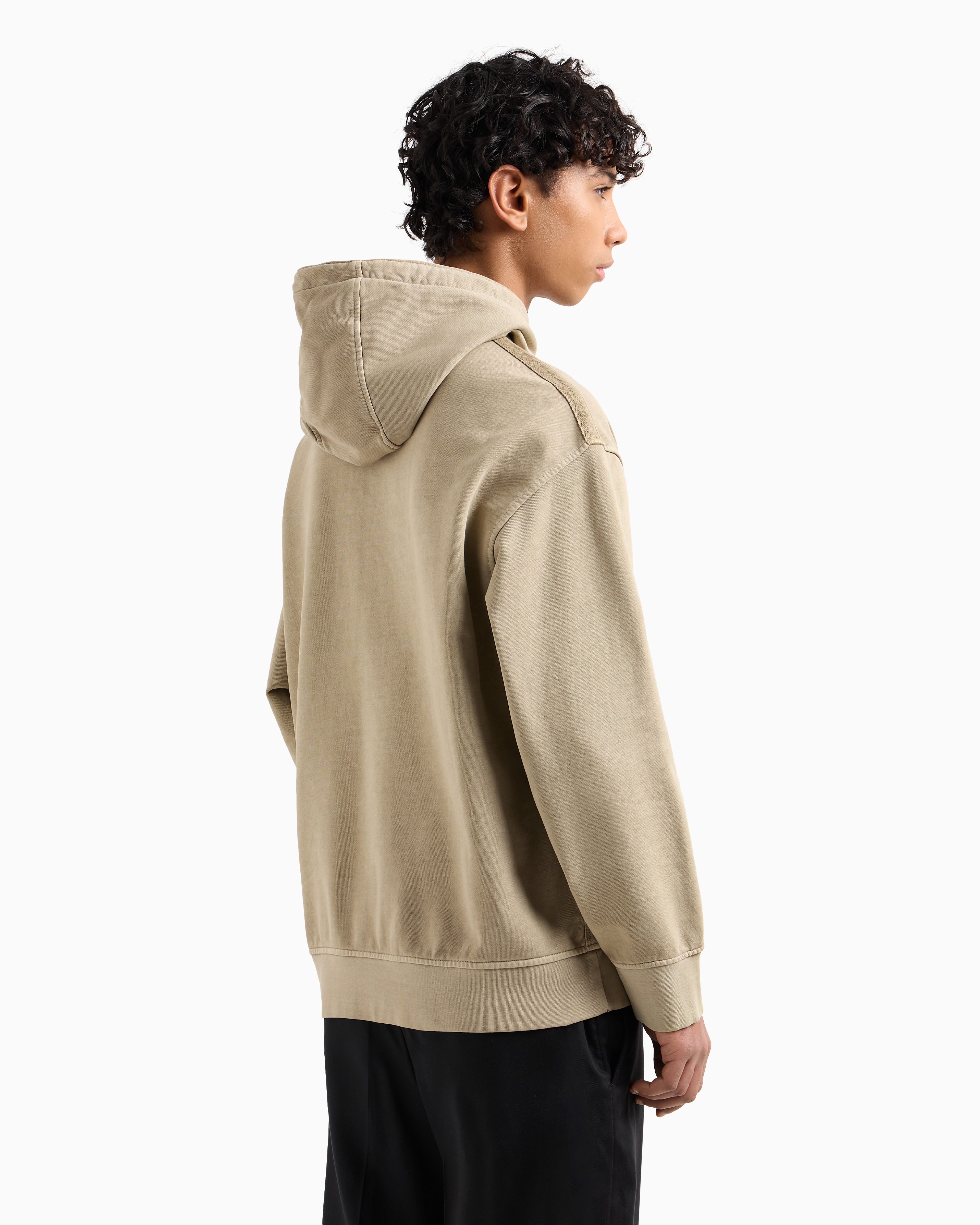 Armani Exchange - French terry cotton hoodie, Man, Beige, Size: