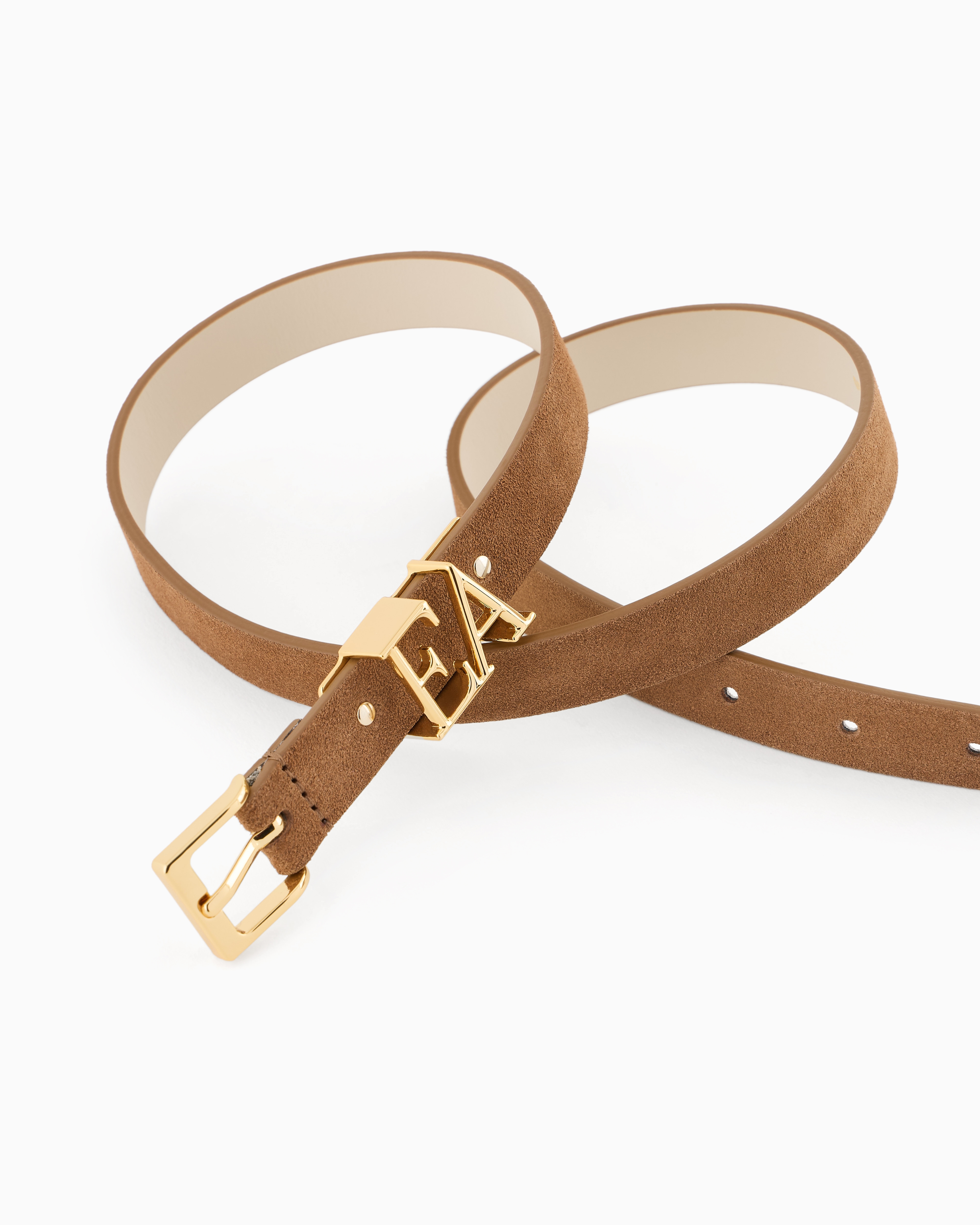 EMPORIO ARMANI SUEDE BELT WITH MOULDED EA BUCKLE