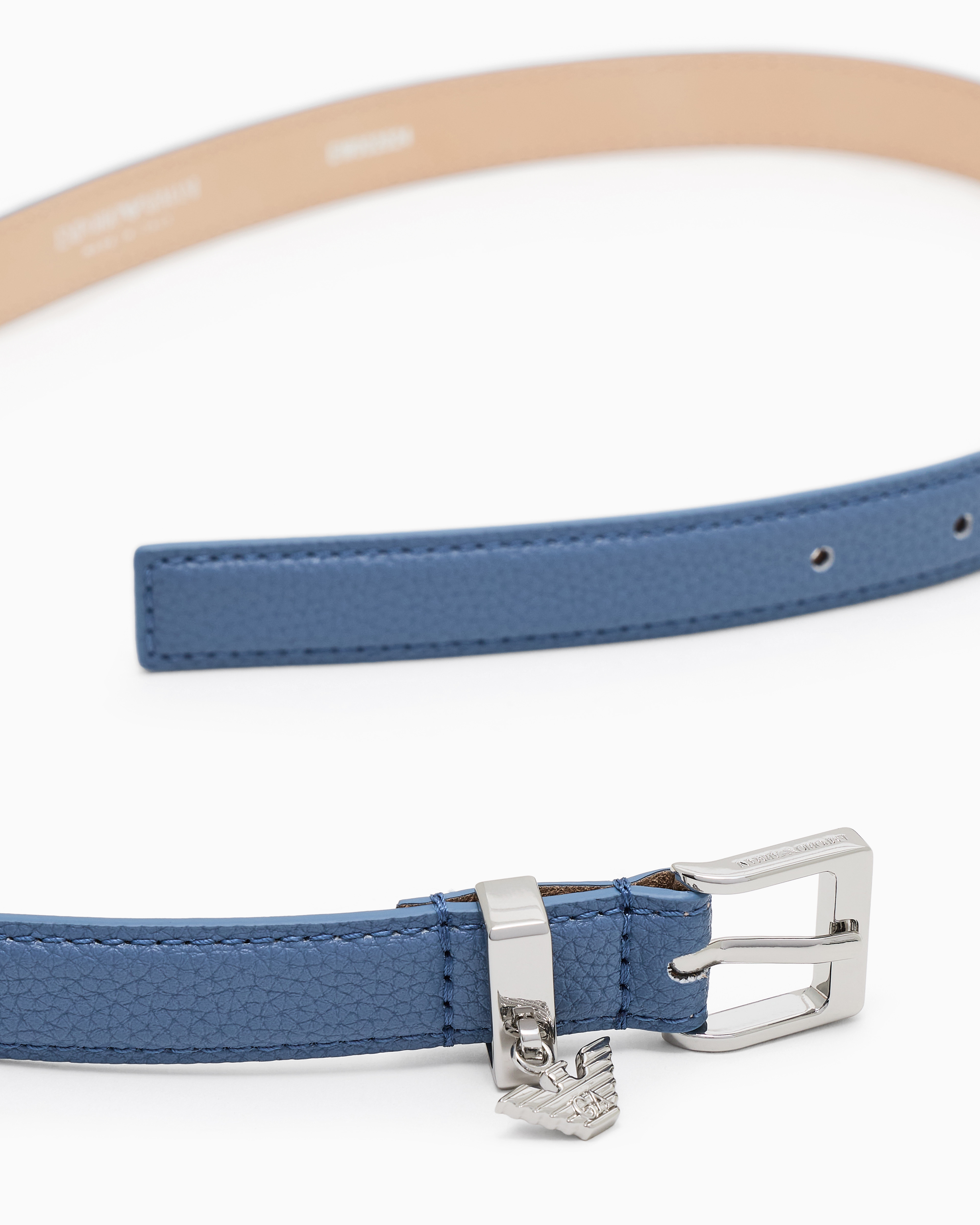 EMPORIO ARMANI DEER-PRINT BELT WITH EAGLE LOGO CHARM