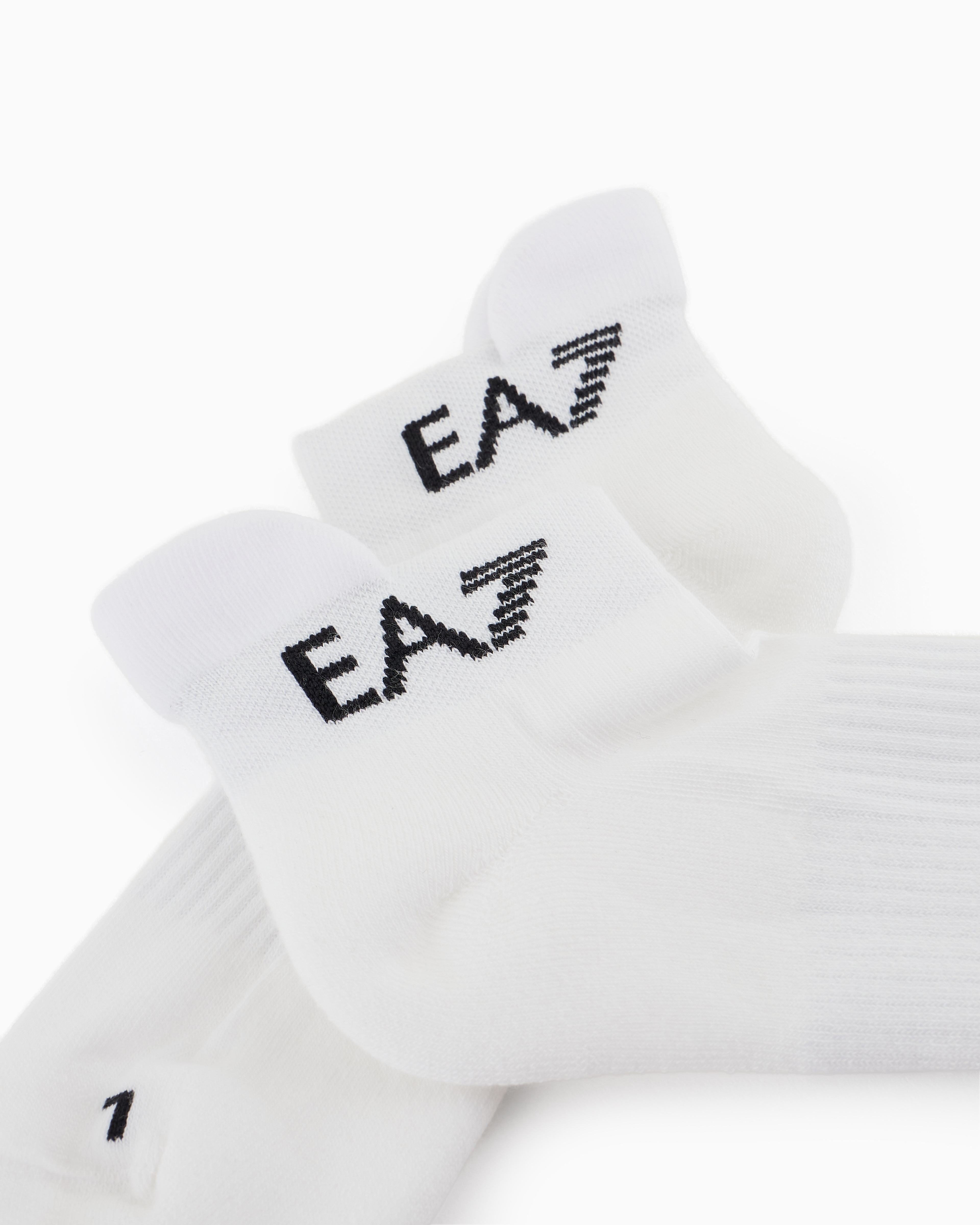 Ea7 Tennis Pro Cotton-blend Ankle Socks In Two-tone