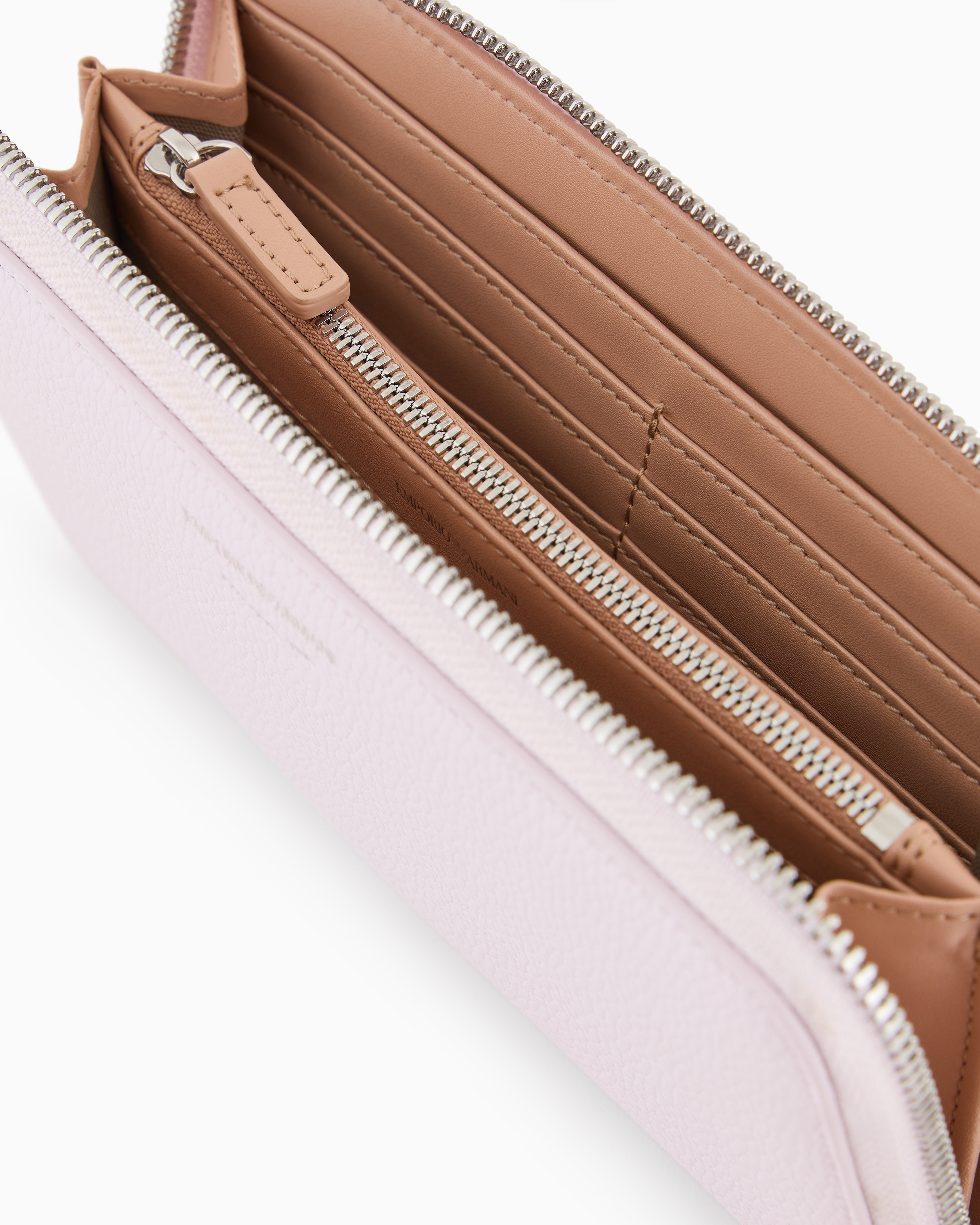 Emporio Armani Deer-print Myea Wallet With Wrap-around Zip In Pink