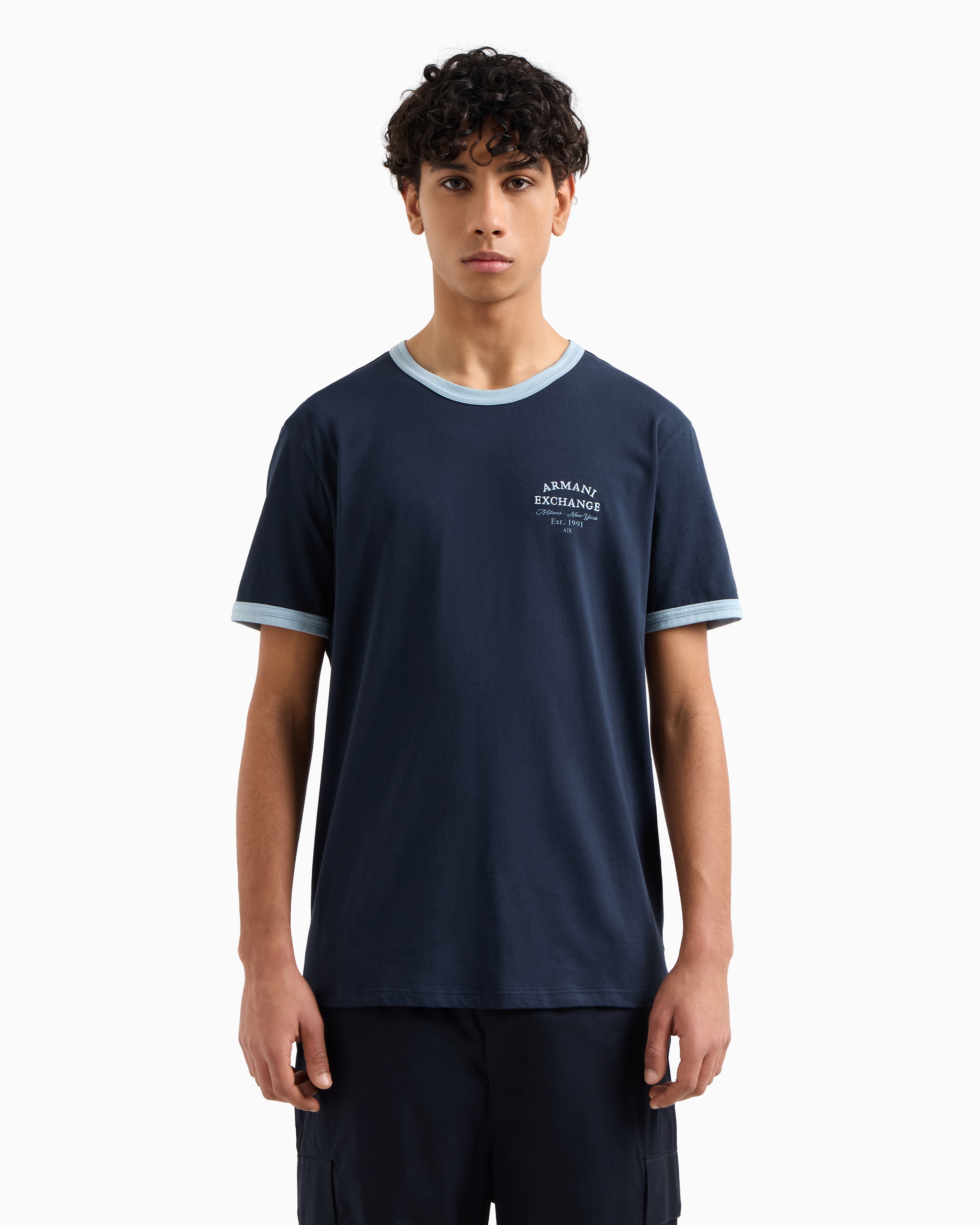 Armani Exchange - ASV Organic Cotton Regular Fit T-Shirt, Man, Navy Blue, Size: