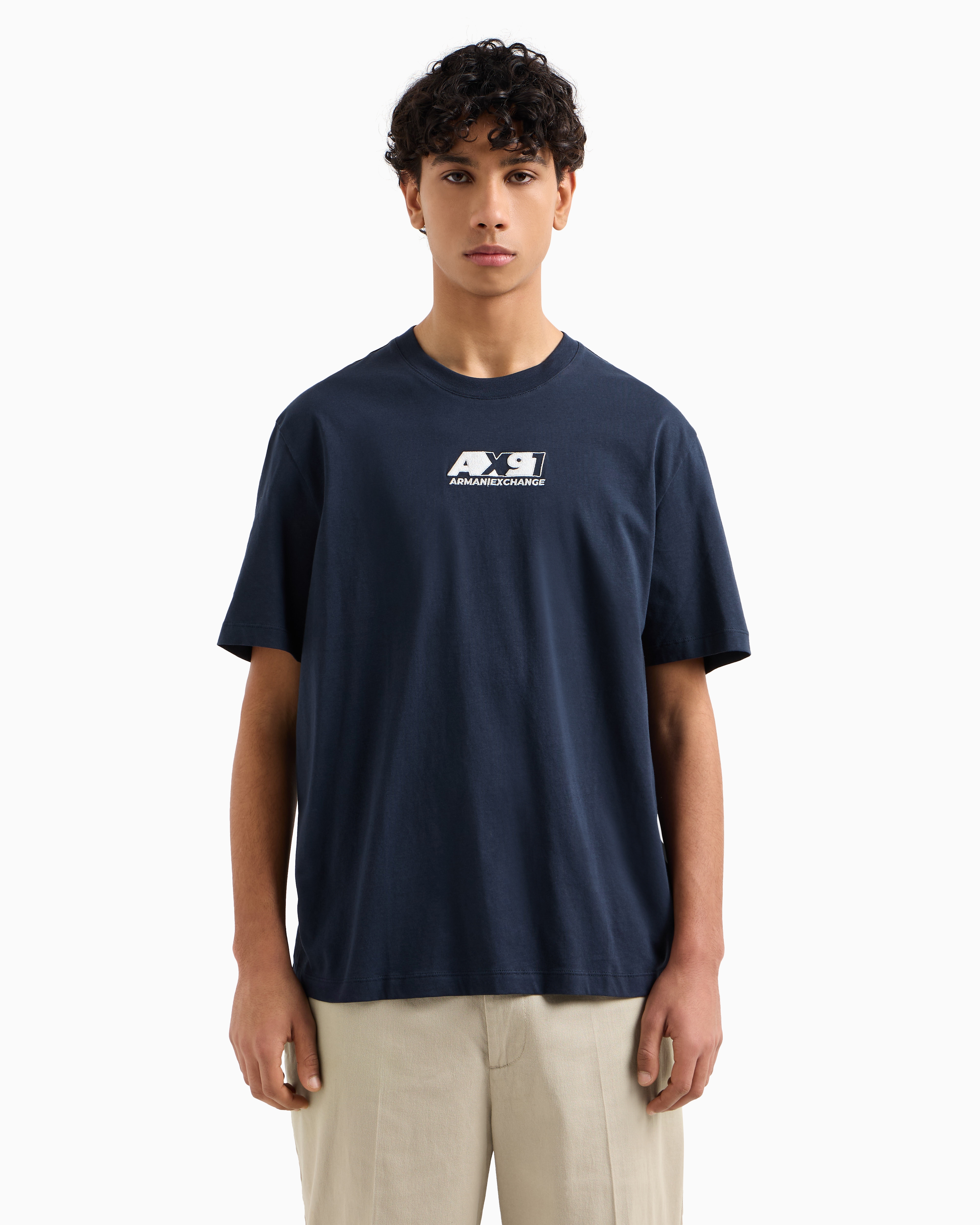 Armani Exchange - ASV Organic Cotton Regular Fit T-Shirt, Man, Navy Blue, Size: