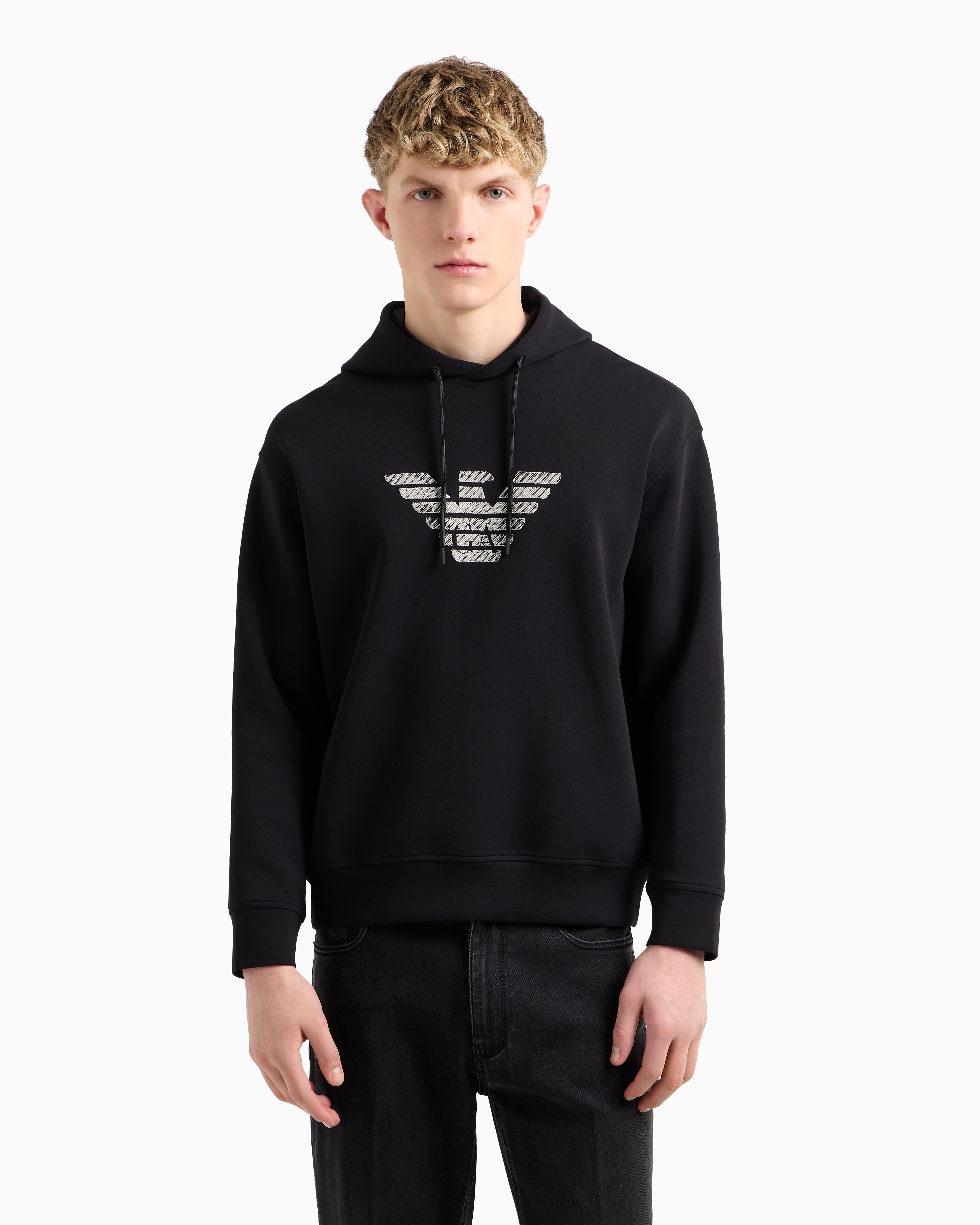 ASV Double-jersey hooded sweatshirt with striped fade-effect