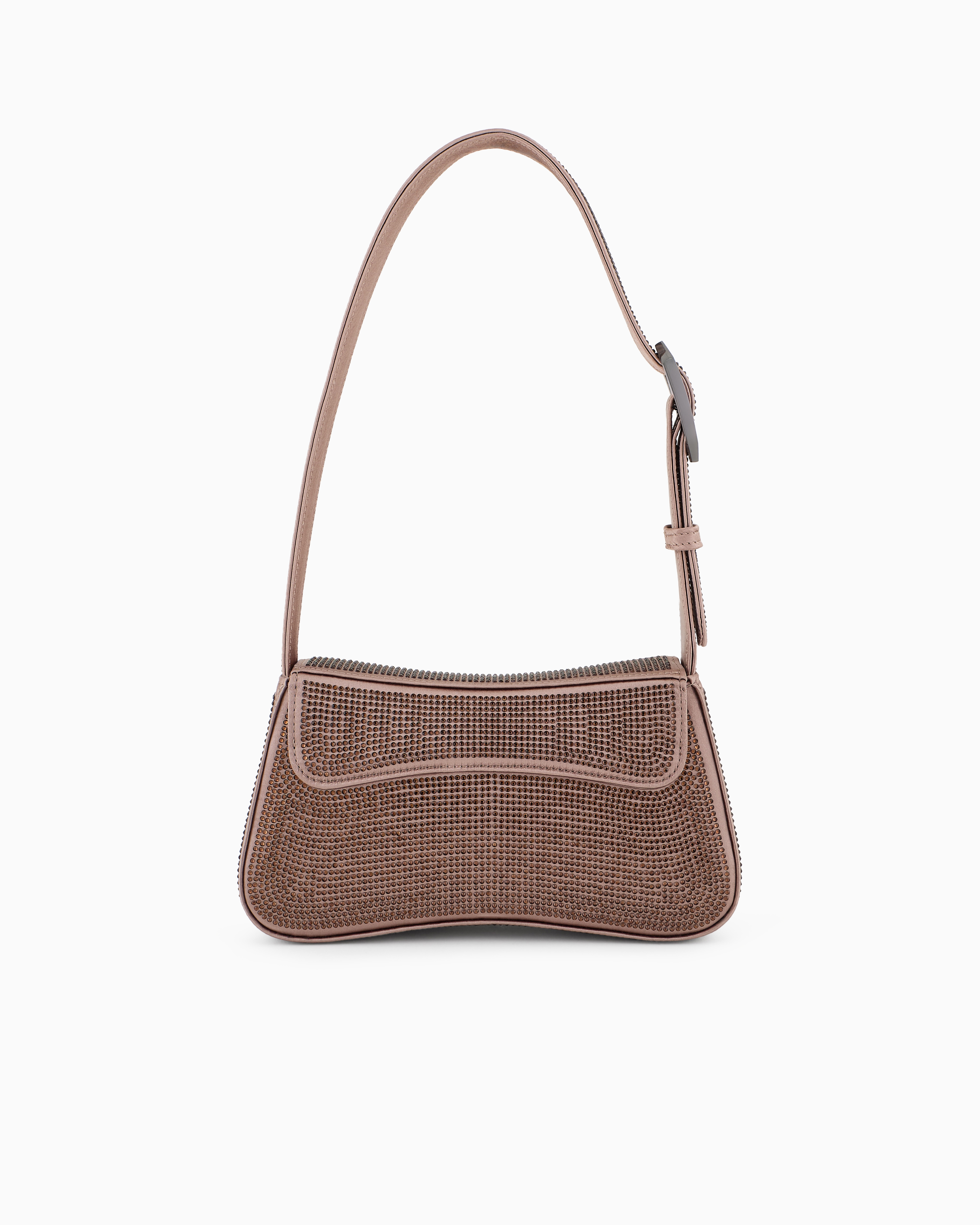 EMPORIO ARMANI SATIN SHOULDER BAG WITH RHINESTONES