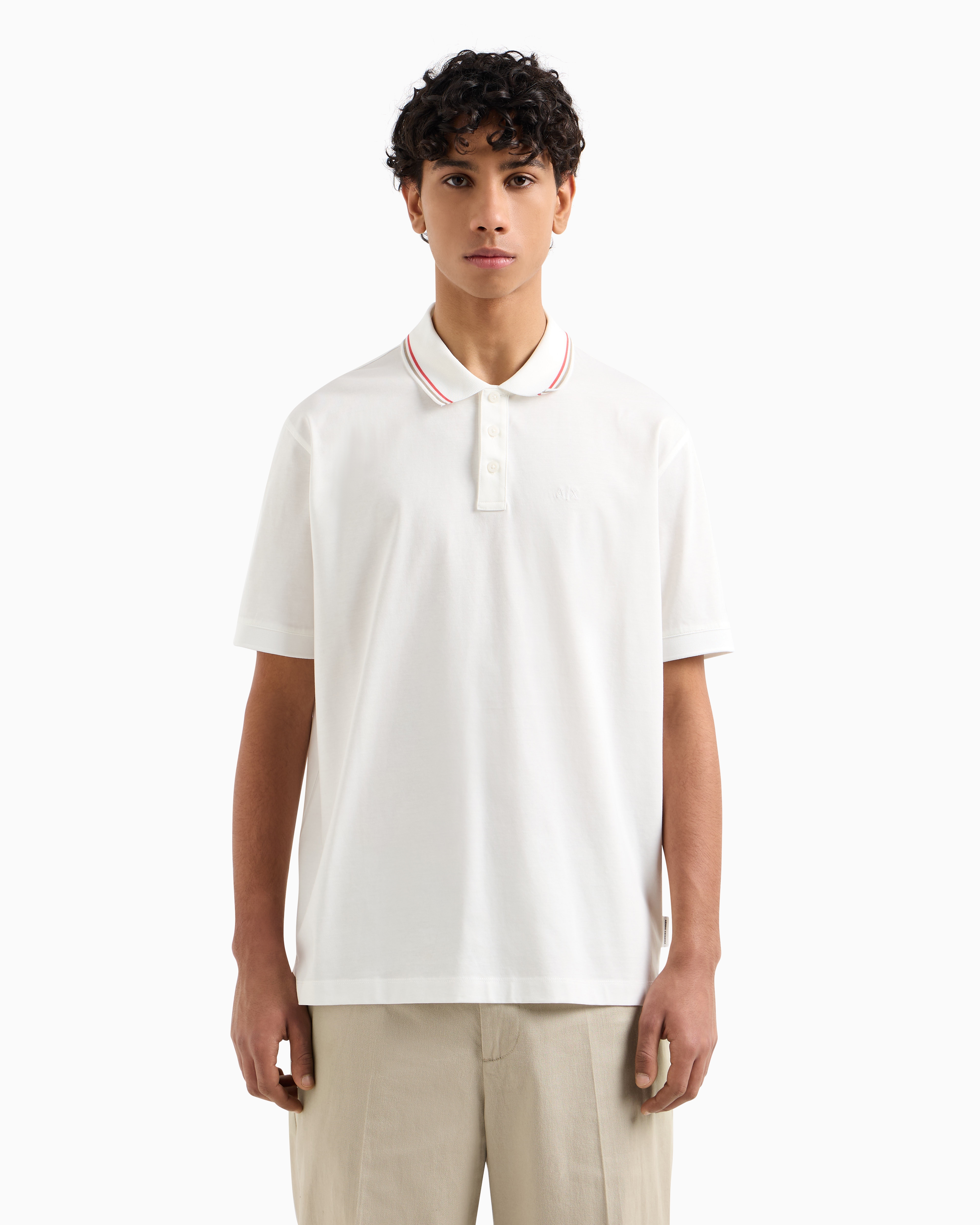 Armani Exchange - Regular fit polo shirt mercerised cotton, Man, White, Size: