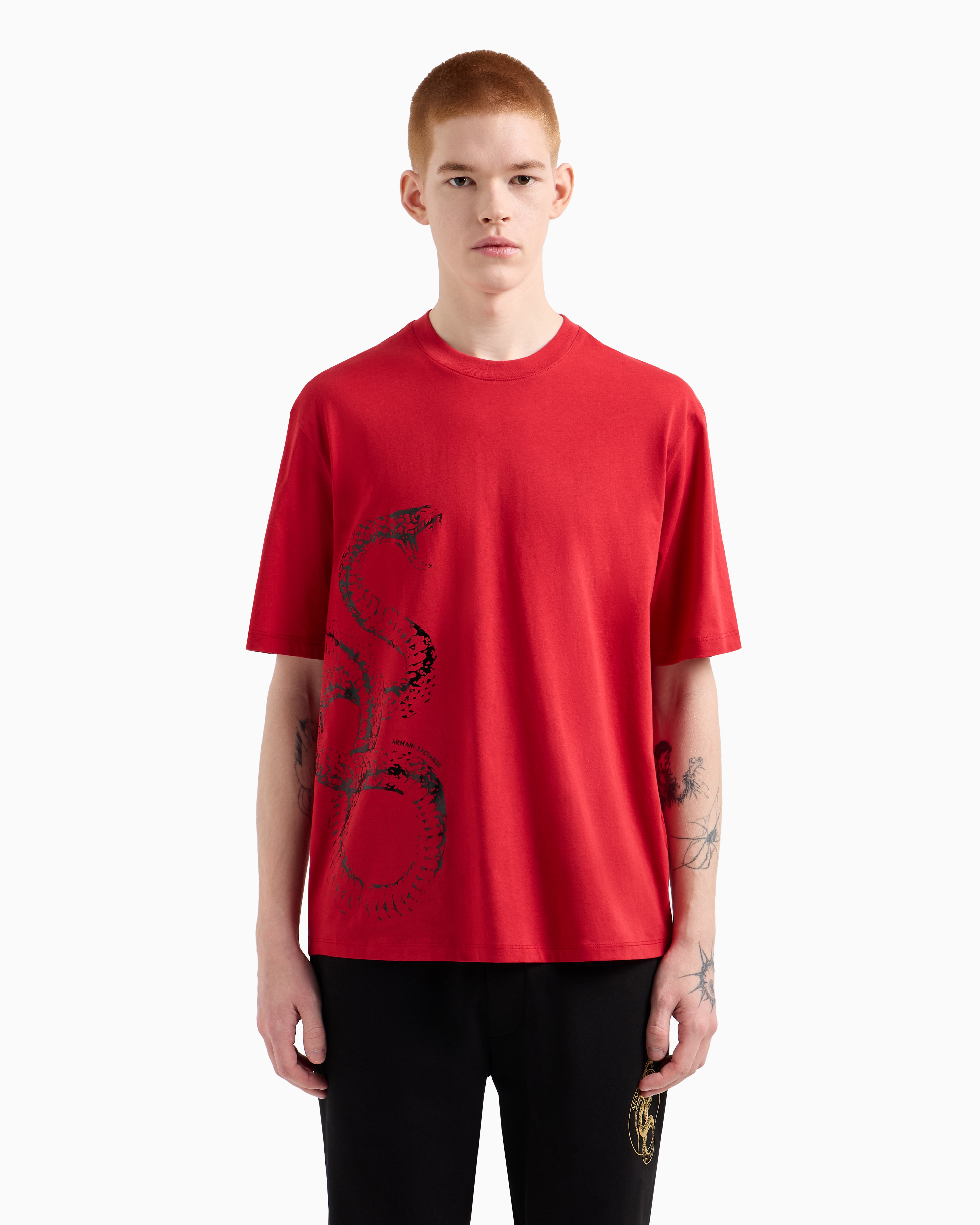 Armani Exchange - Regular fit jersey t-shirt, Man, Red, Size: