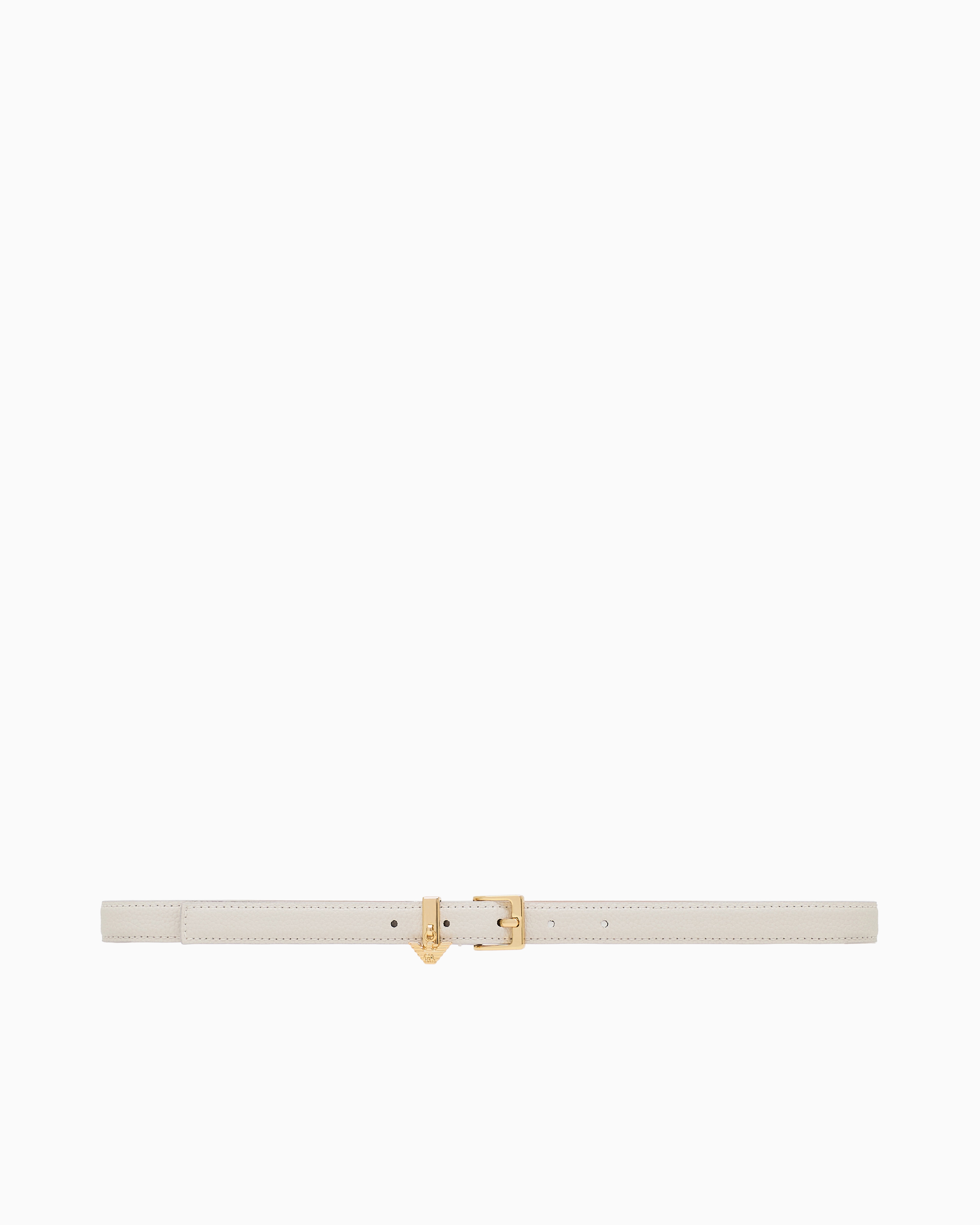 Emporio Armani Deer-print Belt With Eagle Logo Charm In Beige