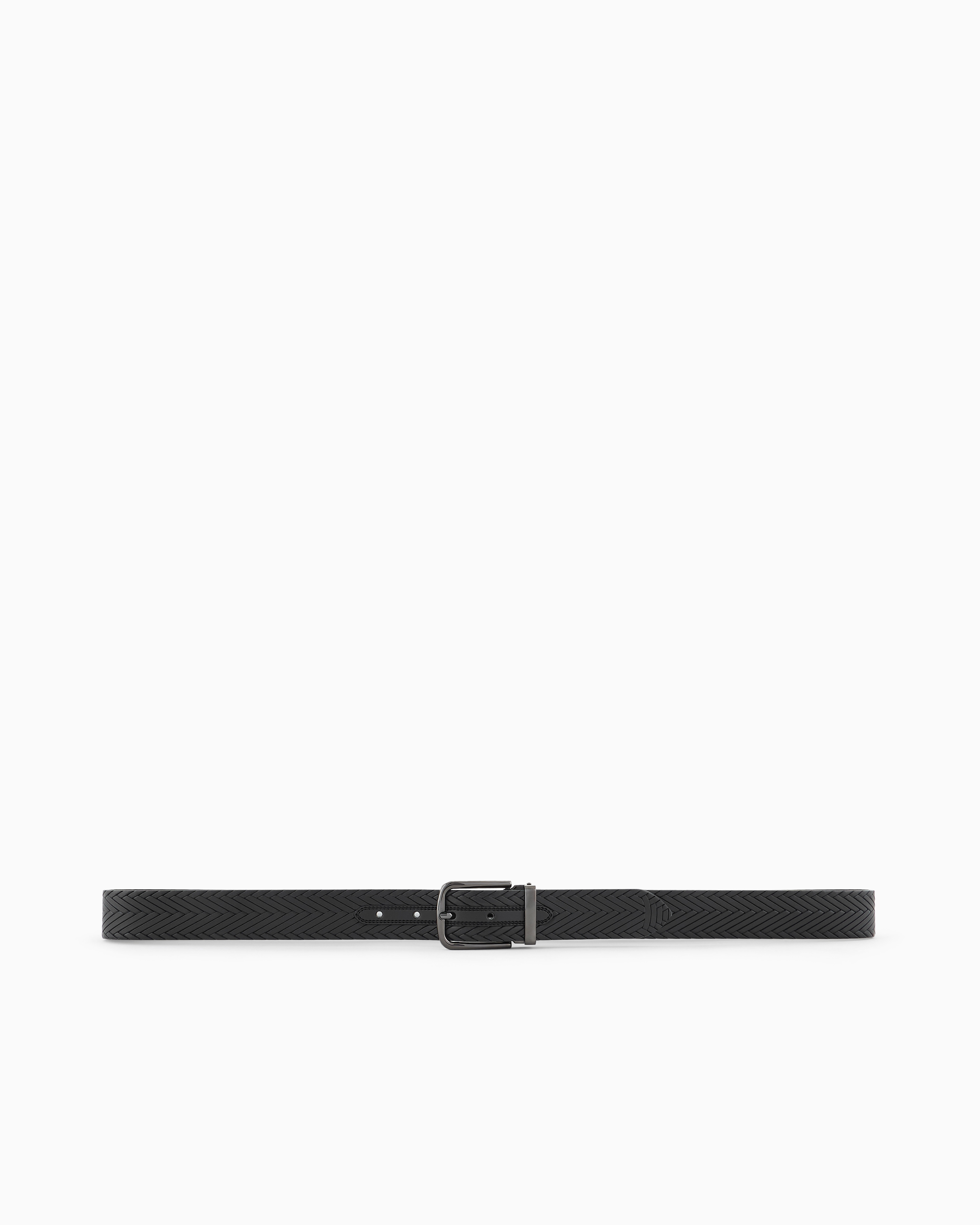 EMPORIO ARMANI LEATHER BELT WITH BRAIDED PRINT