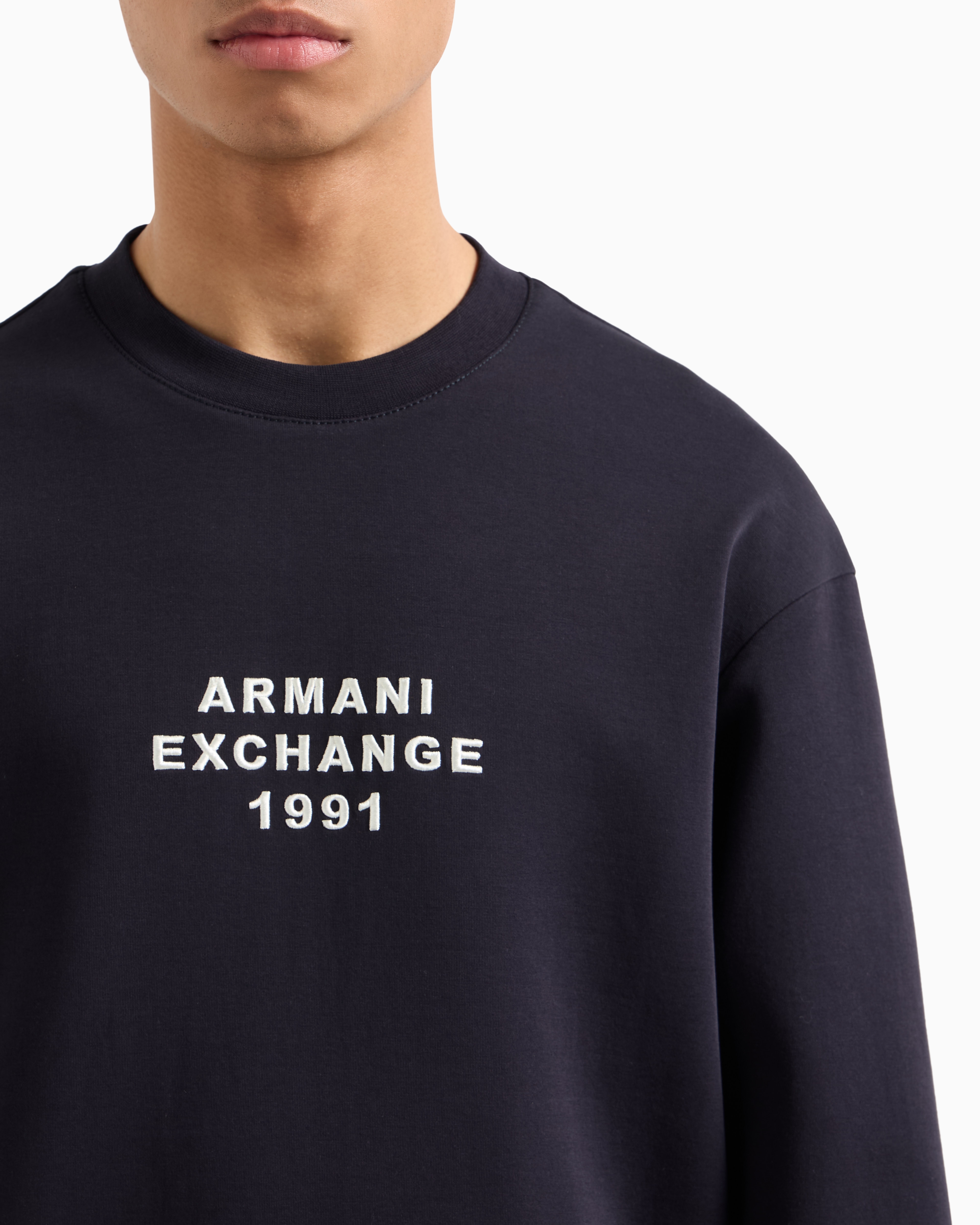 Sweat shirt ras du cou en tissu stretch contrecolle