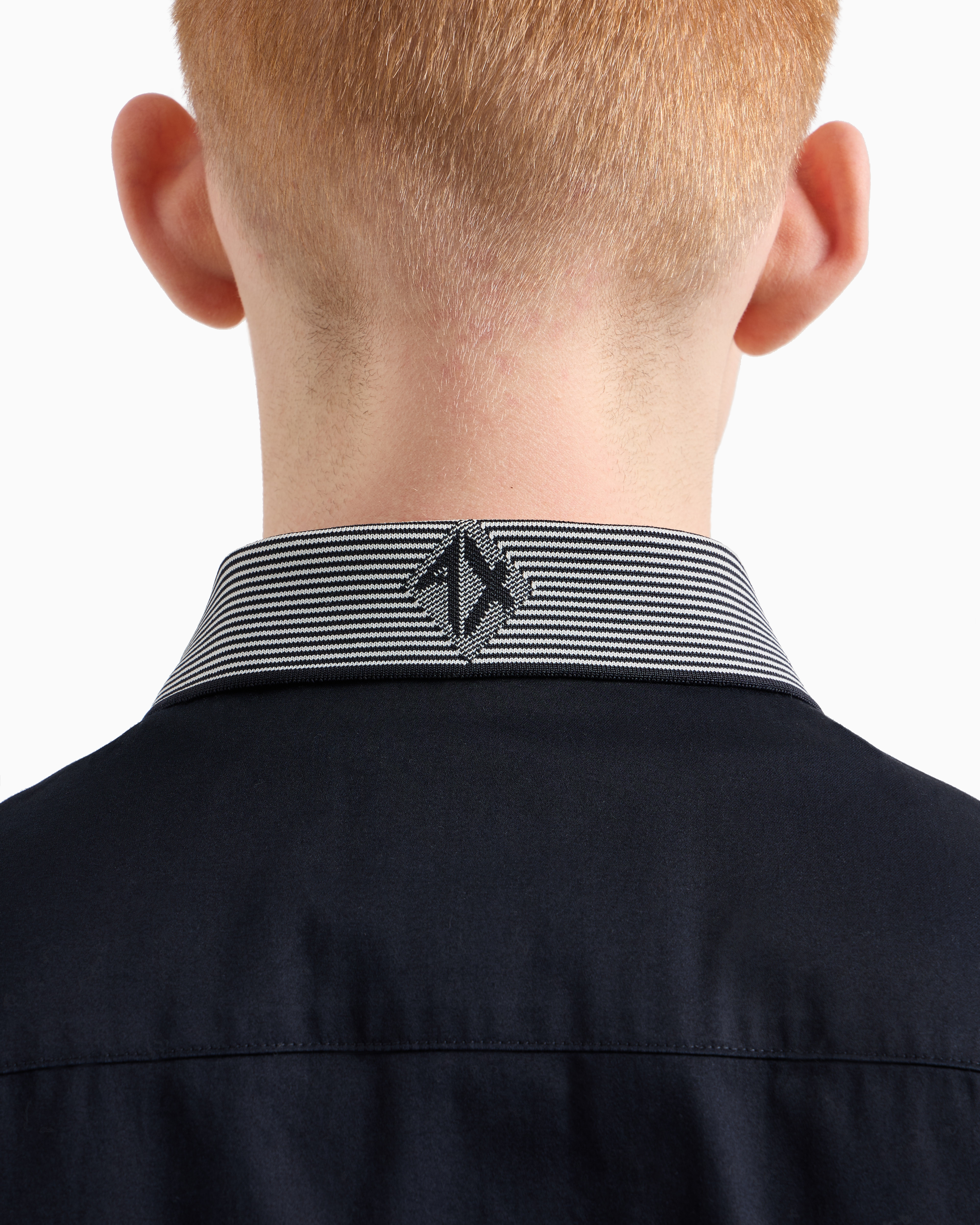 Armani Exchange - Slim fit stretch cotton shirt with contrasting collar, Man, Navy_blue, Size:
