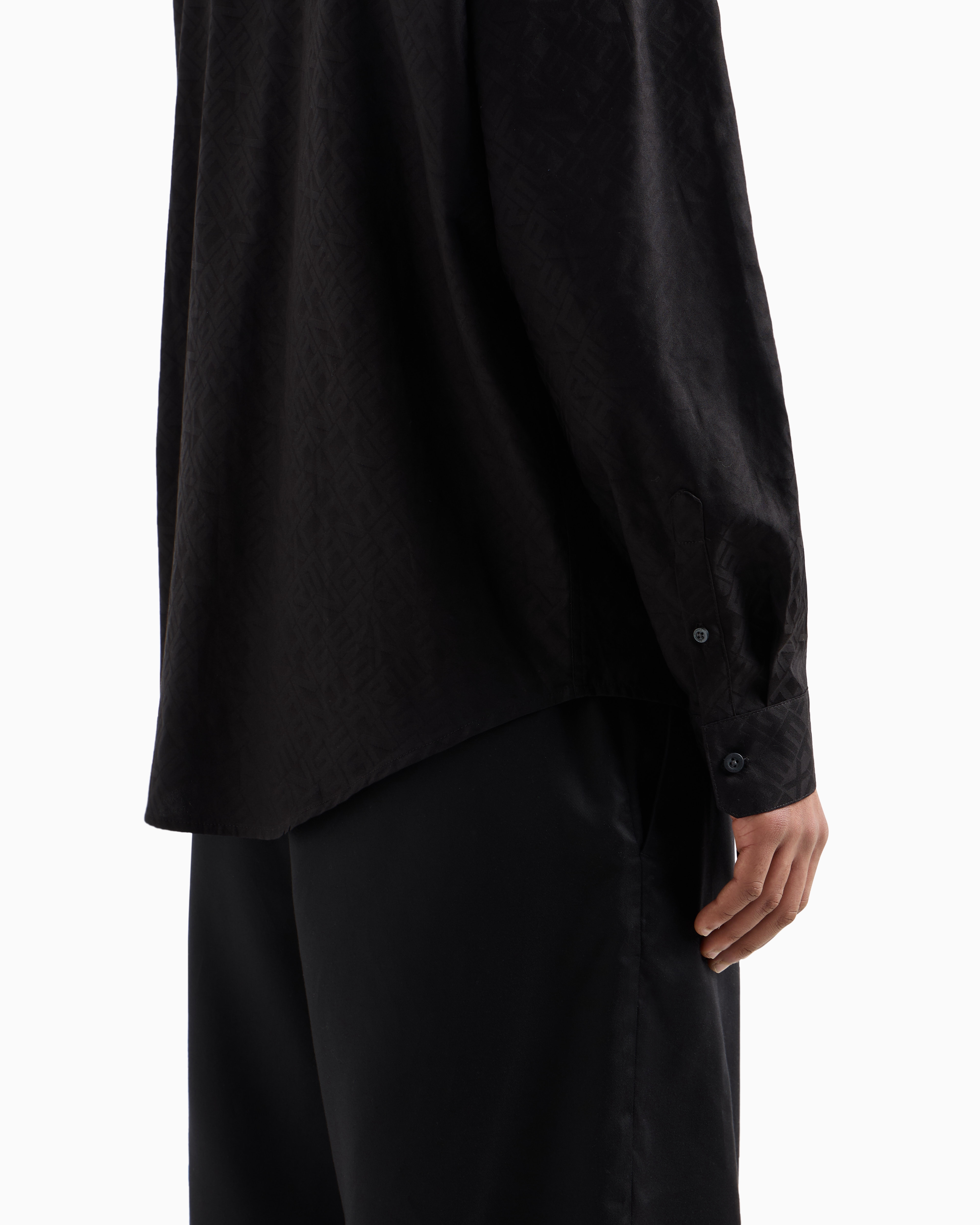 Armani Exchange - Regular fit cotton jacquard shirt, Man, Black, Size: