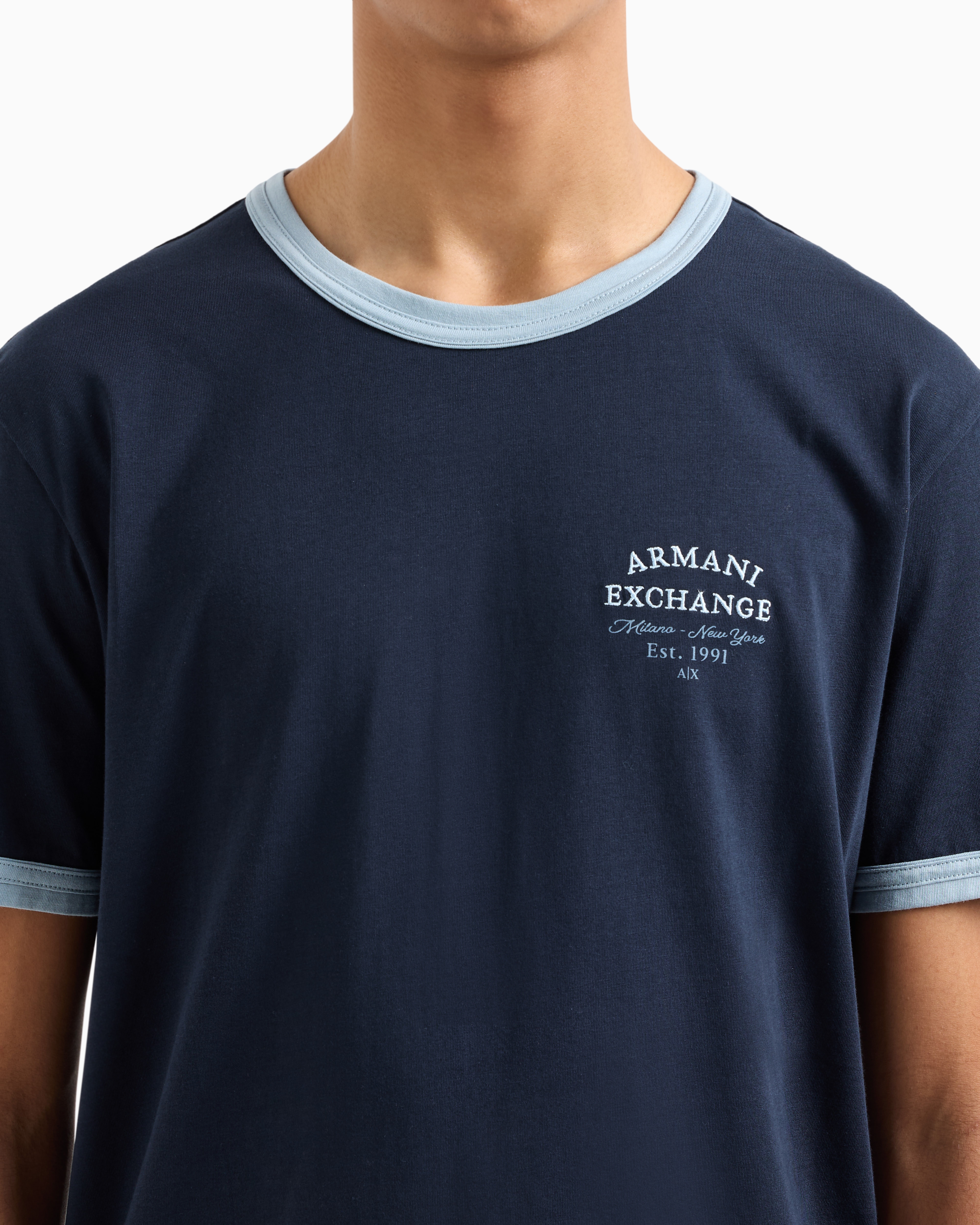 Armani Exchange - ASV Organic Cotton Regular Fit T-Shirt, Man, Navy Blue, Size: