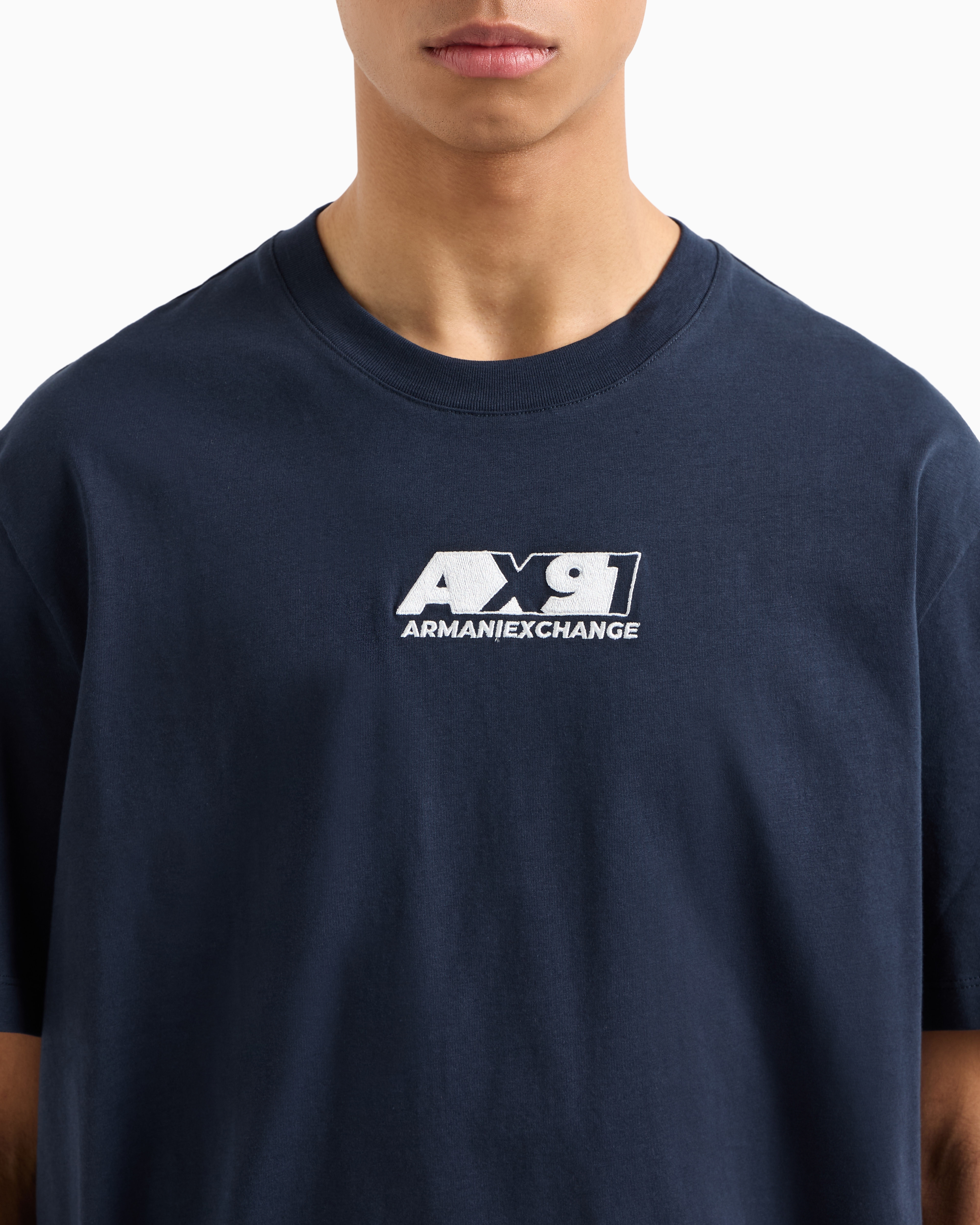Armani Exchange - ASV Organic Cotton Regular Fit T-Shirt, Man, Navy Blue, Size: