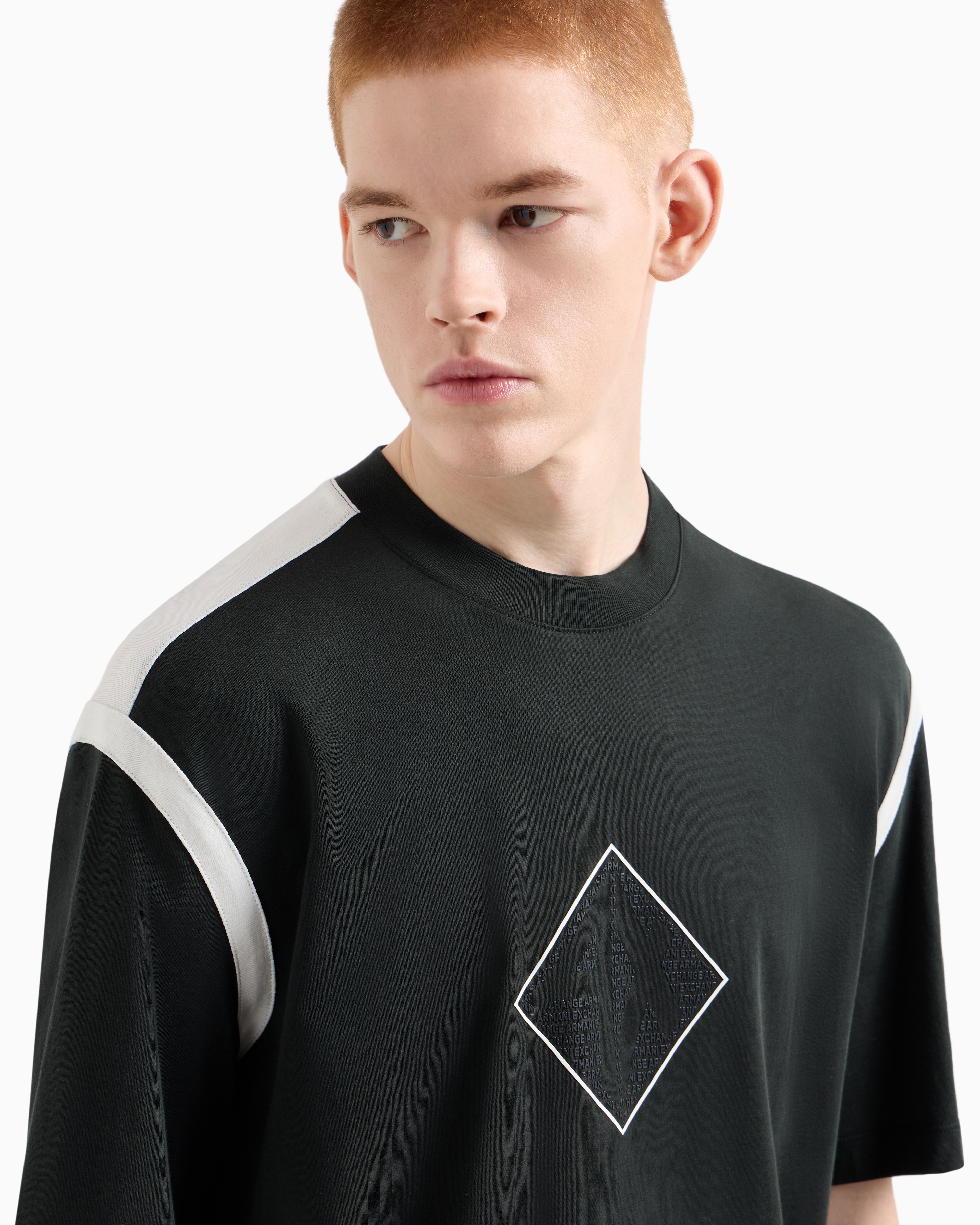 Armani Exchange - Regular fit T-shirt with logo print, Man, Green, Size: