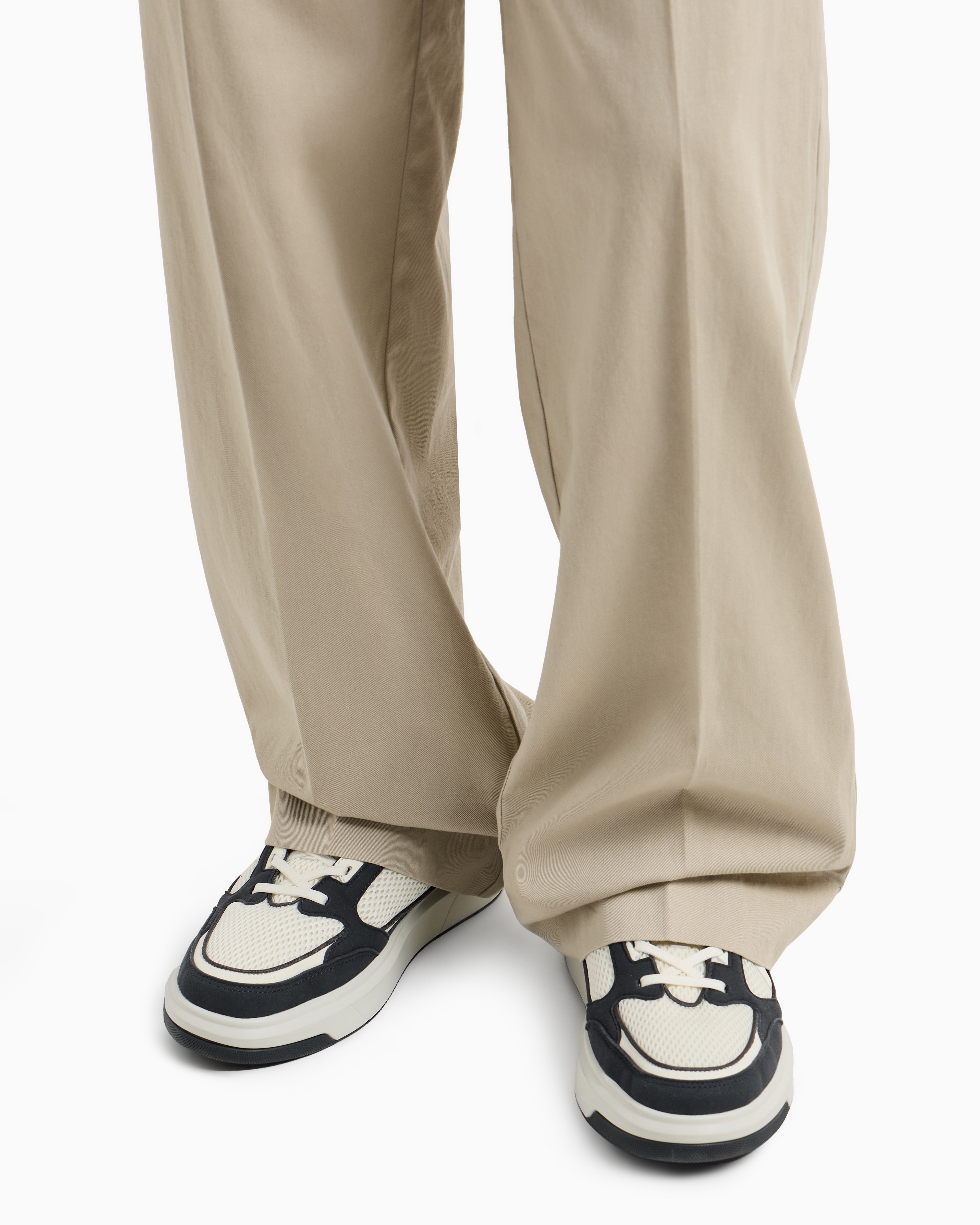 Armani Exchange - Oversized cotton twill trousers, Man, Beige, Size: