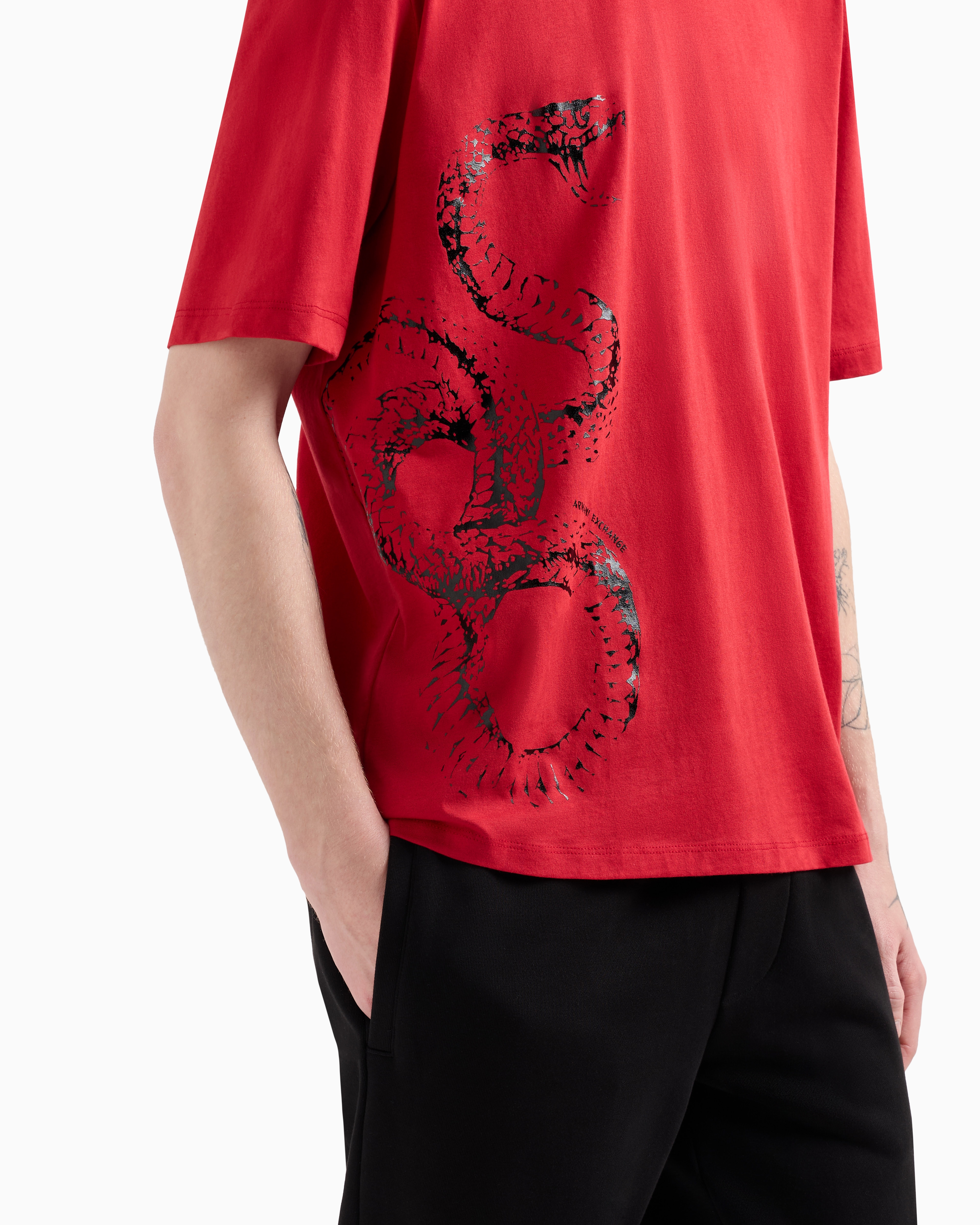 Armani Exchange - Regular fit jersey t-shirt, Man, Red, Size:
